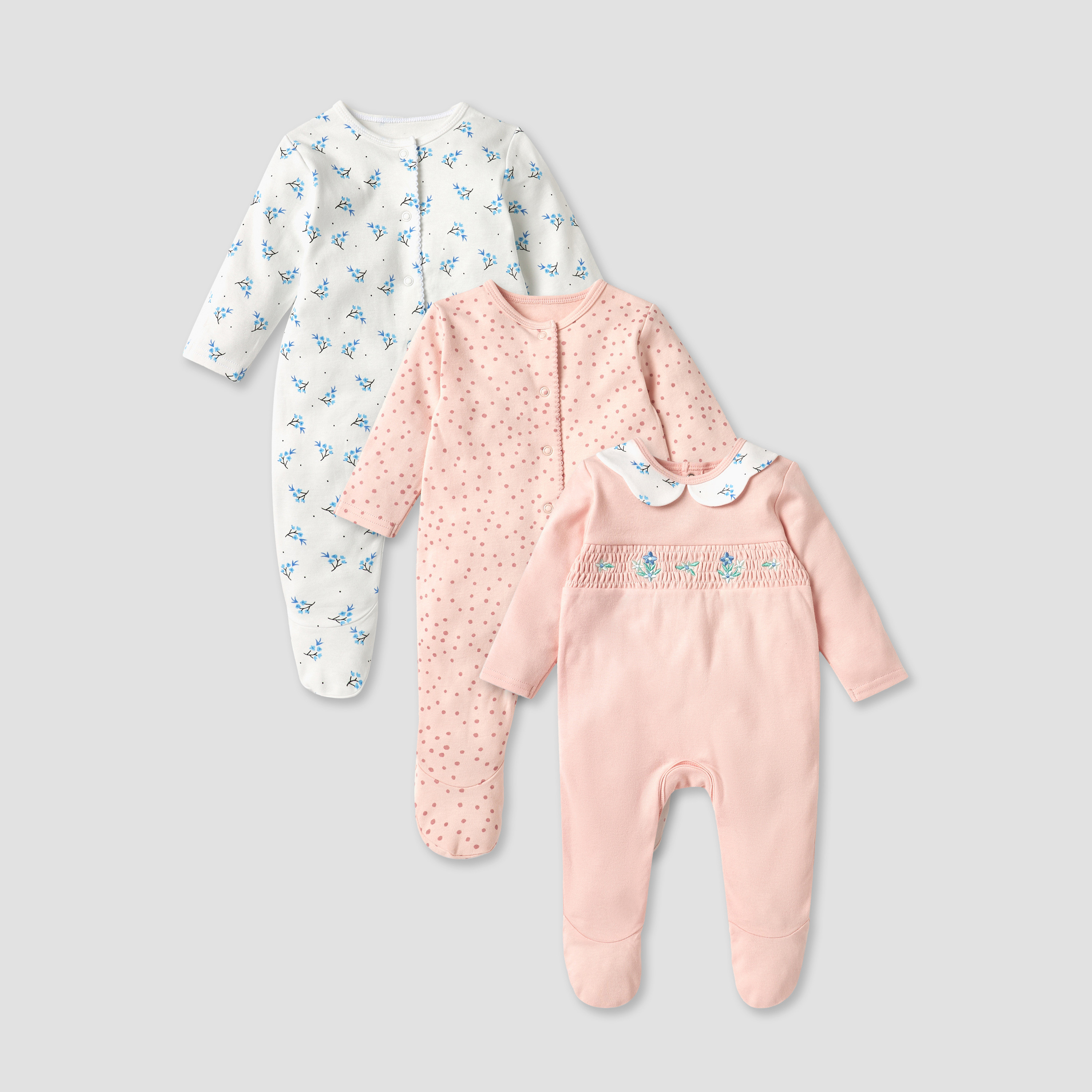 Juniors Printed Closed Feet Sleepsuit - Set of 3-baby-girls-clothing-nightwear-sleepsuits-image-1