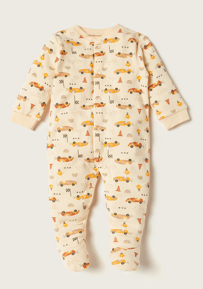 Juniors Car Print Long Sleeves Sleepsuit - Set of 3