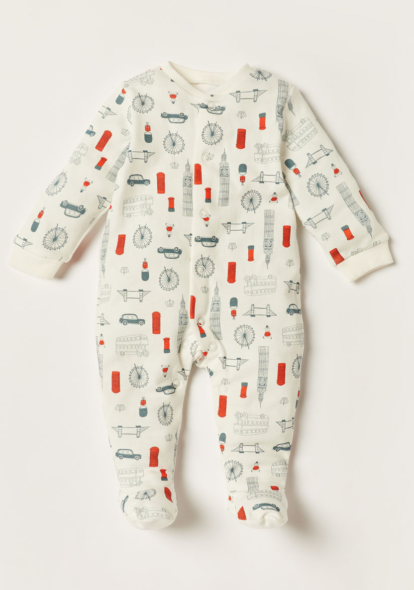 Juniors Printed Long Sleeves Sleepsuit - Set of 3-Sleepsuits-image-2