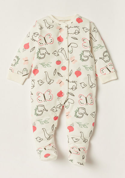 Juniors Printed Closed Feet Sleepsuit with Long Sleeves - Set of 3-Sleepsuits-image-3