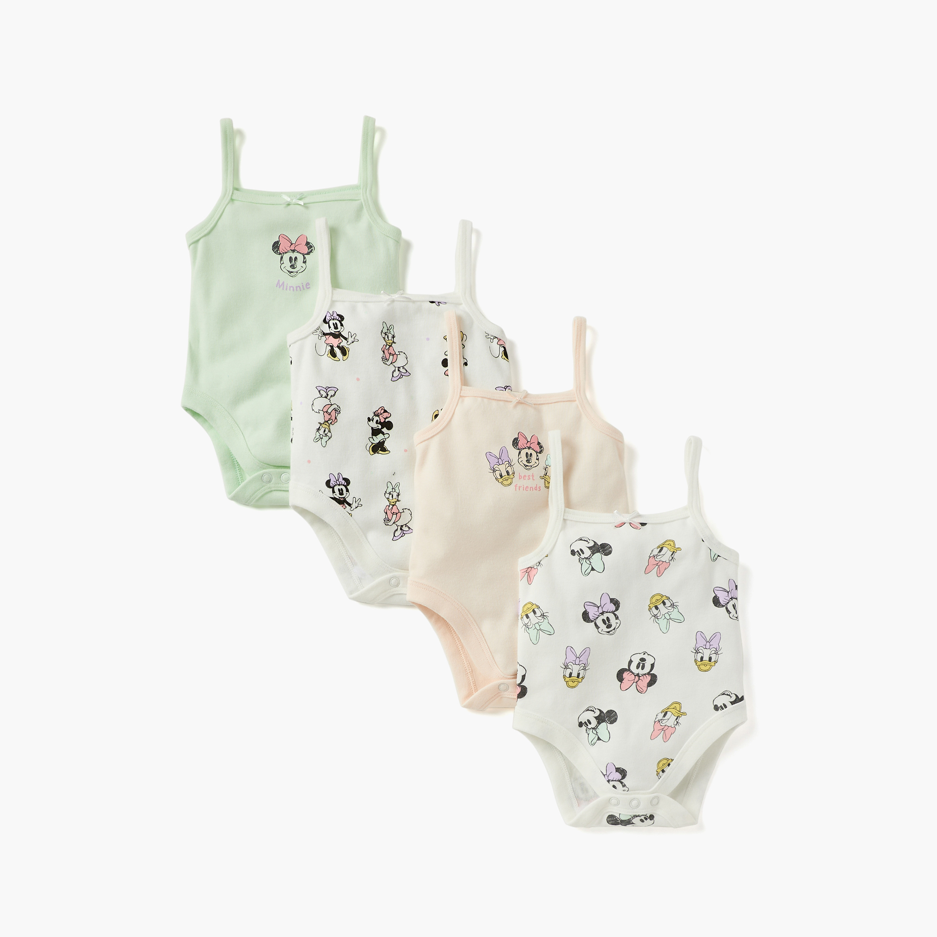 Disney Minnie Mouse and Daisy Duck Print Sleeveless Bodysuit - Set of 4-baby-girls-clothing-bodysuits-image-1
