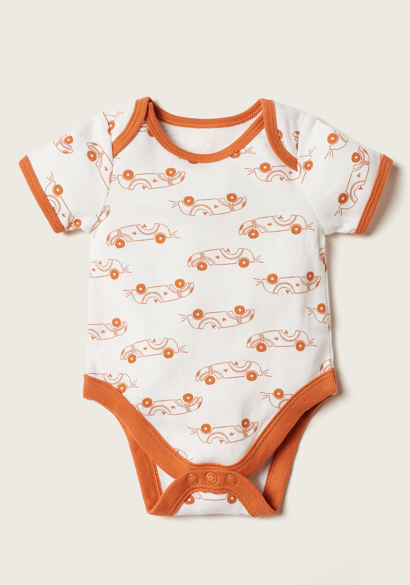 Juniors Cars Print Bodysuit with Short Sleeves - Set of 7-Bodysuits-image-1