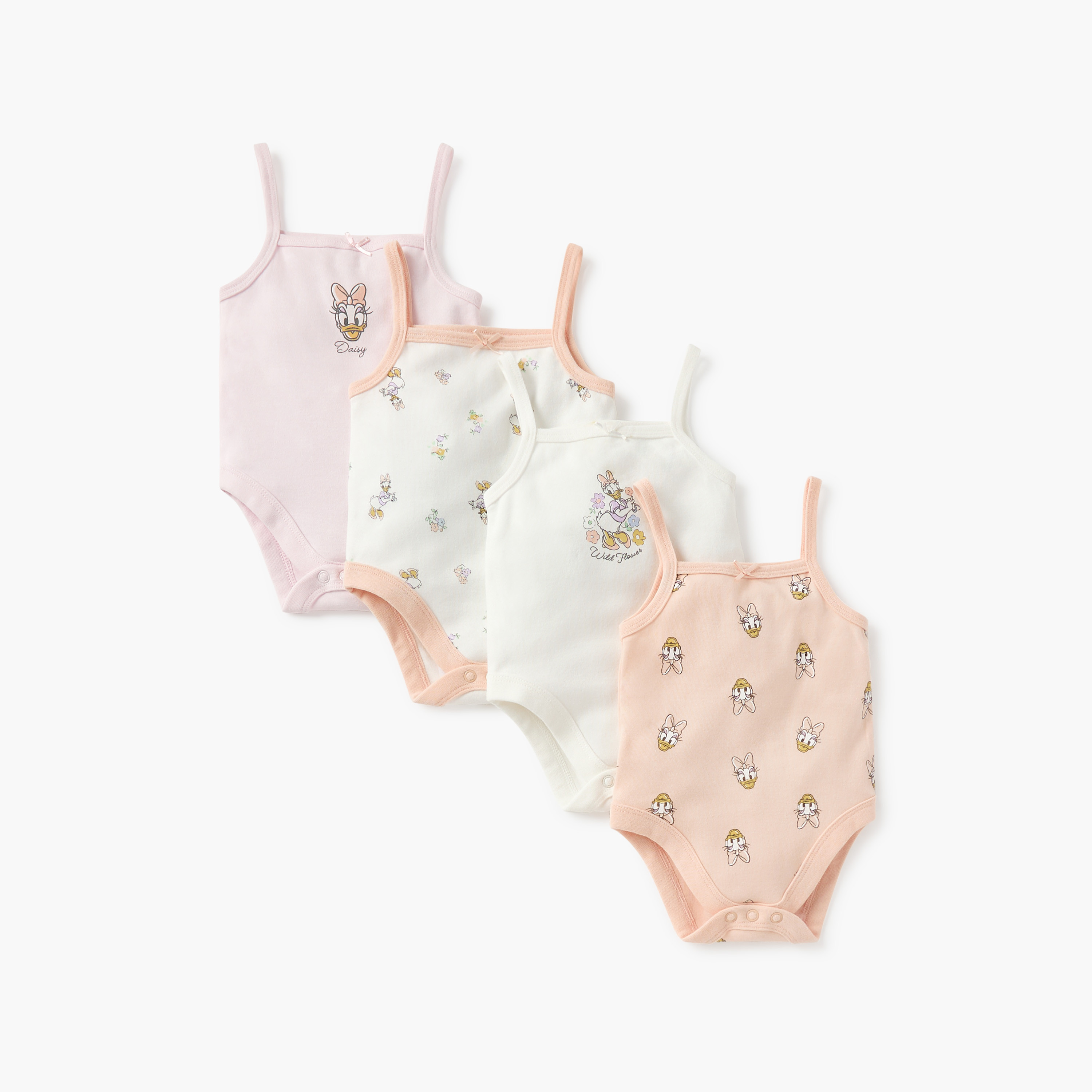 Disney Daisy Duck Strappy Bodysuit with Snap Button Closure - Set of 4-baby-girls-clothing-multipacks-image-1