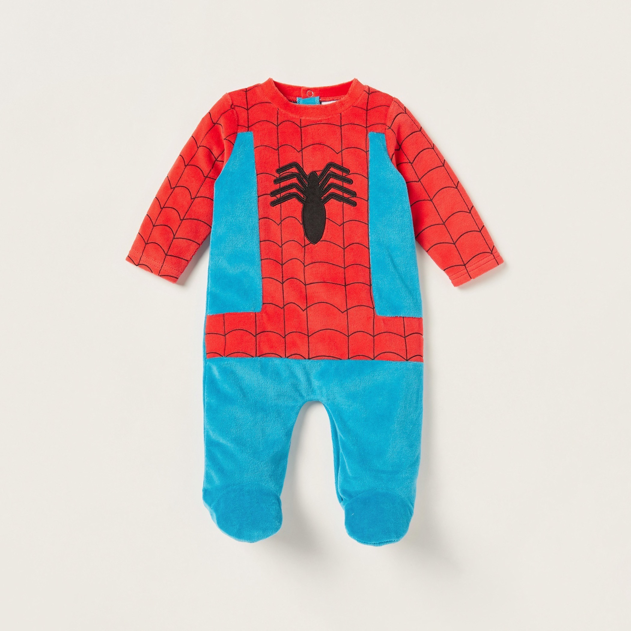 طقم نوم مغلق القدمين بطبعات سبايدر مان وقبعة-baby-boys-clothing-nightwear-sleepsuits-image-2