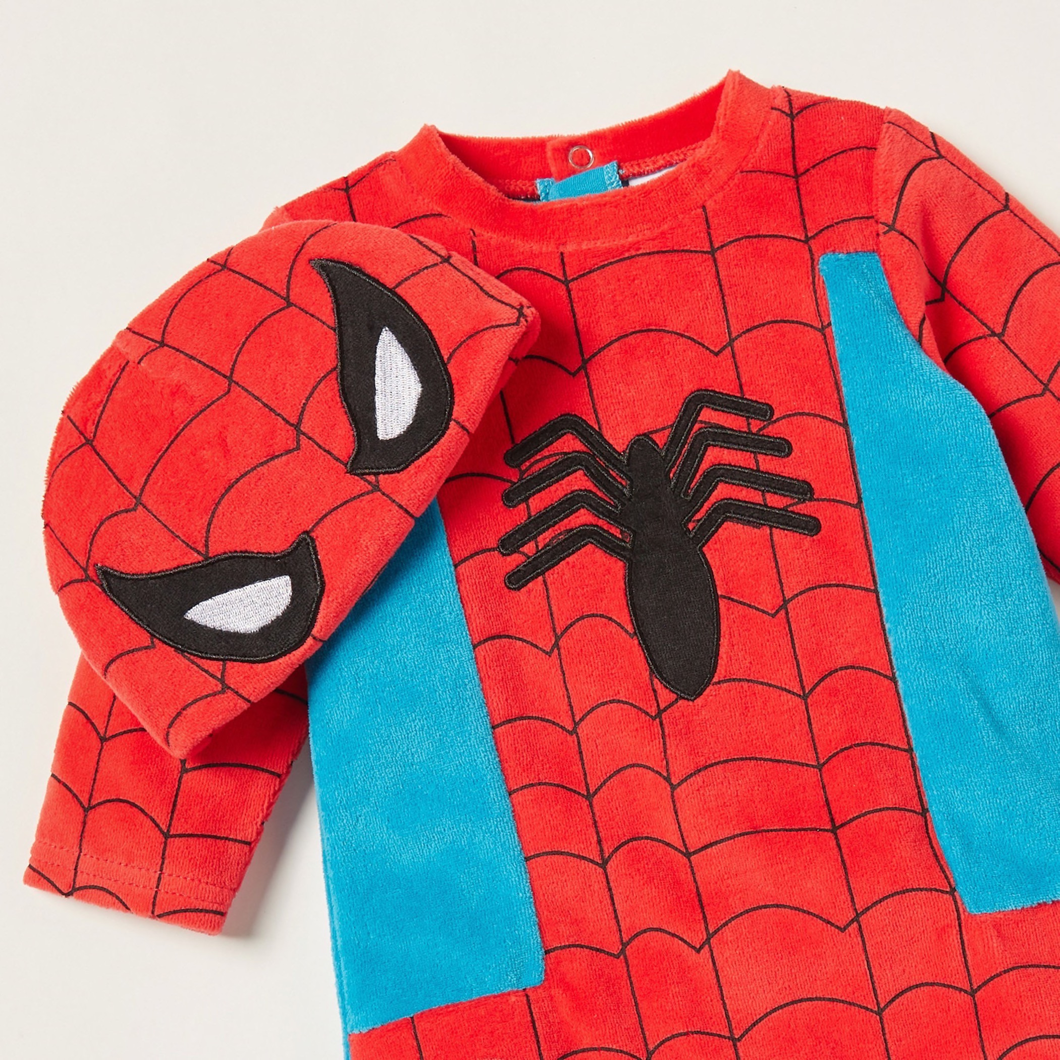 طقم نوم مغلق القدمين بطبعات سبايدر مان وقبعة-baby-boys-clothing-nightwear-sleepsuits-image-4