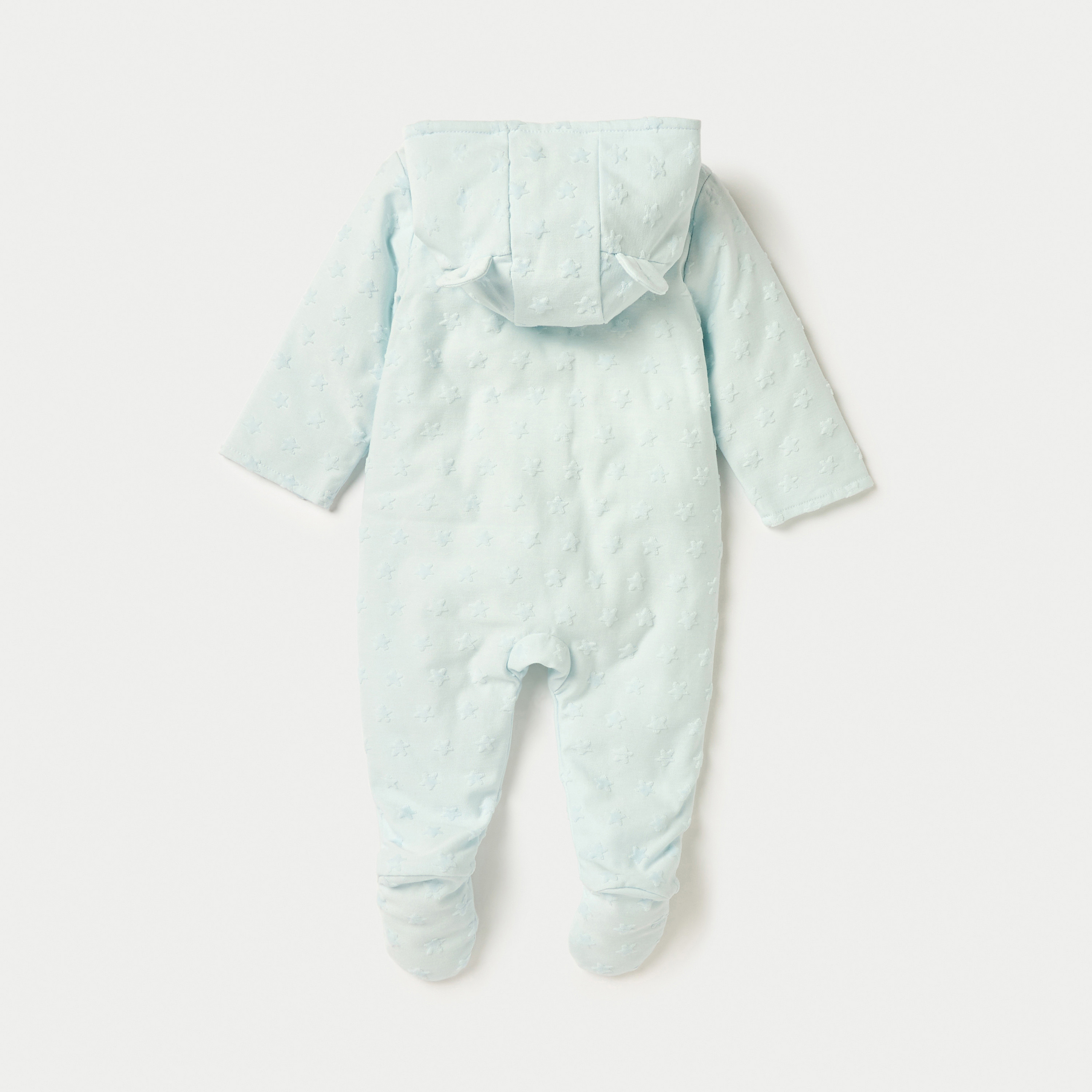 Juniors Star Textured Hooded Sleepsuit with Closed Feet and Button Closure-baby-girls-clothing-nightwear-sleepsuits-image-4