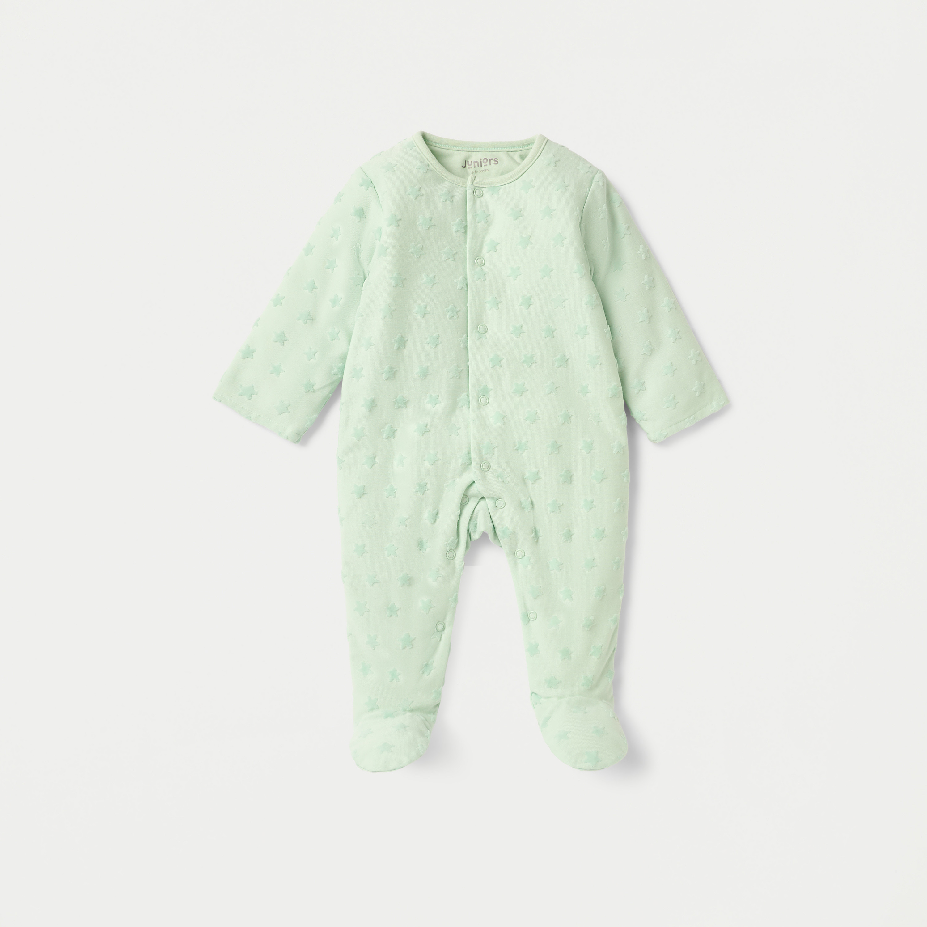 Juniors Star Textured Closed Feet Sleepsuit with Button Closure-baby-boys-clothing-winterwear-sleepsuits-image-1