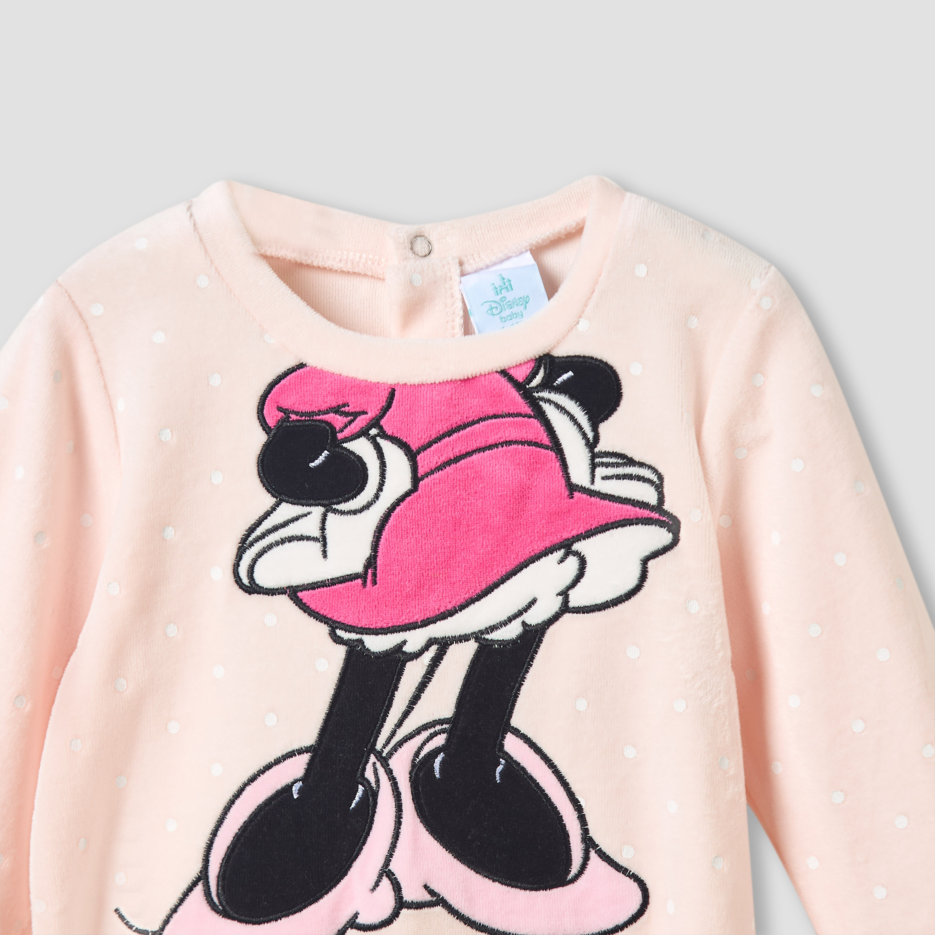 Disney Crew Neck Sleepsuit with Minnie Mouse Print and Cap - Long Sleeves-baby-girls-clothing-nightwear-sleepsuits-image-4