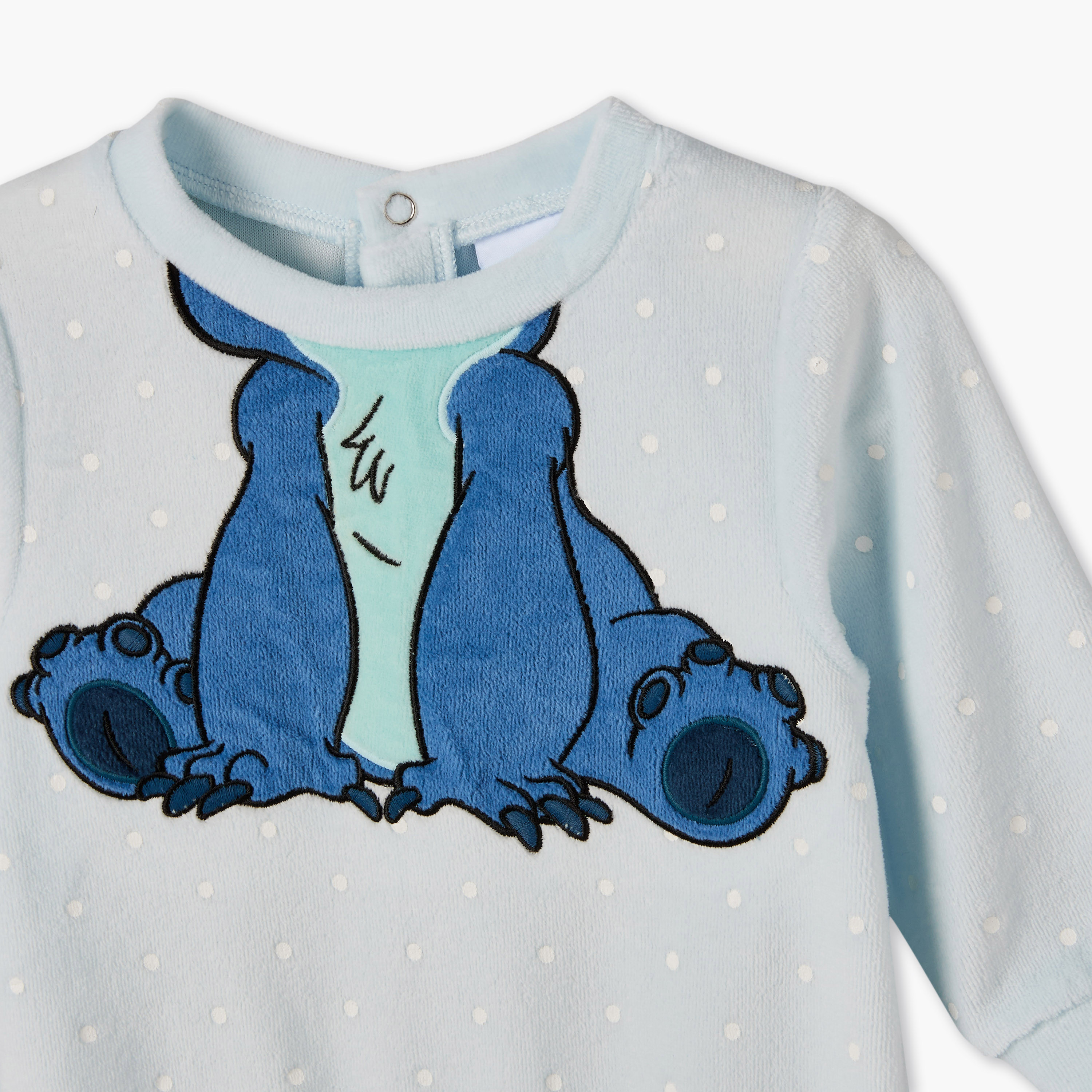 Set of 2 Disney Cotton Round Neck Long Sleeves Sleepsuit and Cap with Stitch Print-baby-girls-clothing-nightwear-sleepsuits-image-6