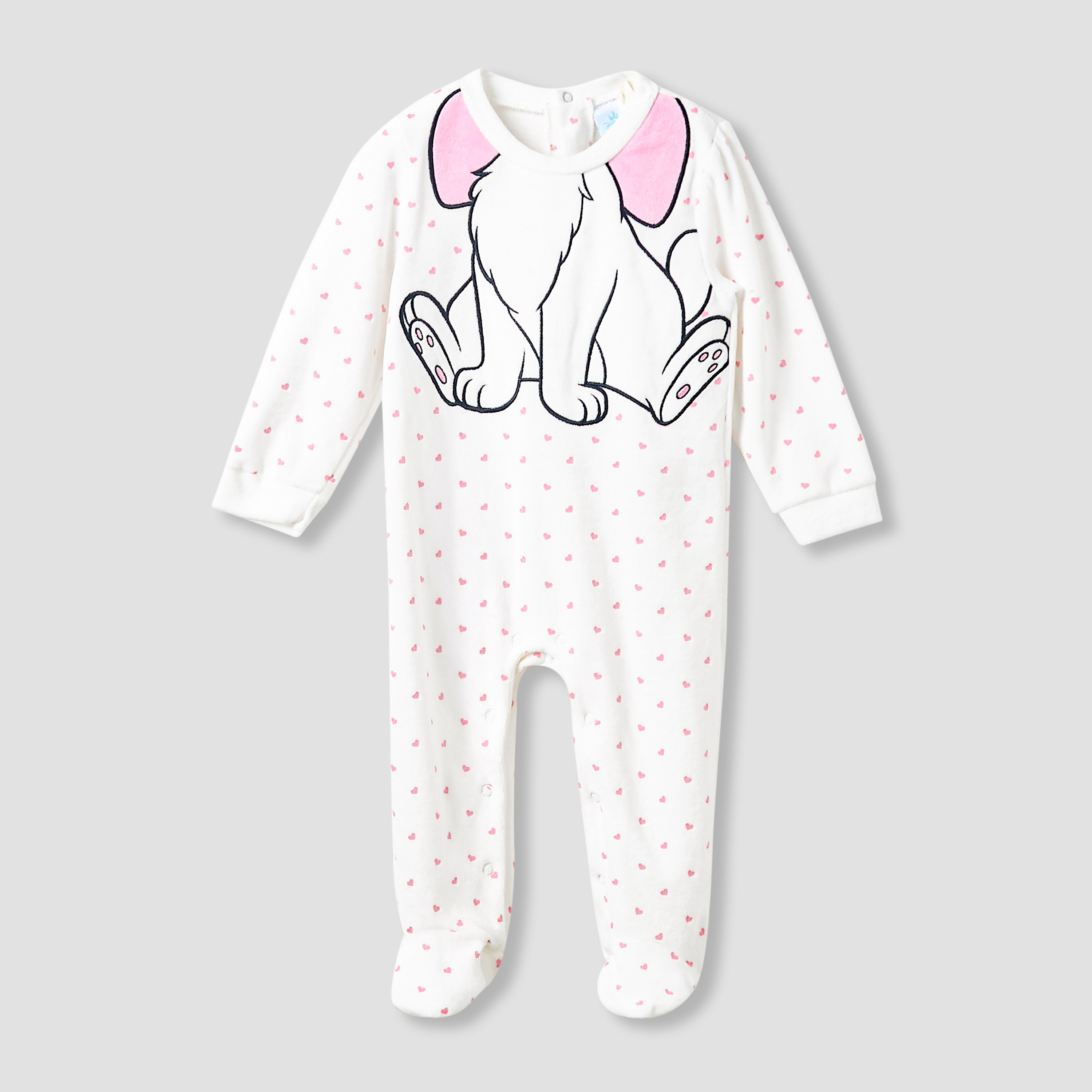 Disney Crew Neck Sleepsuit with Marie Print and Cap - Long Sleeves-baby-girls-clothing-nightwear-sleepsuits-image-2