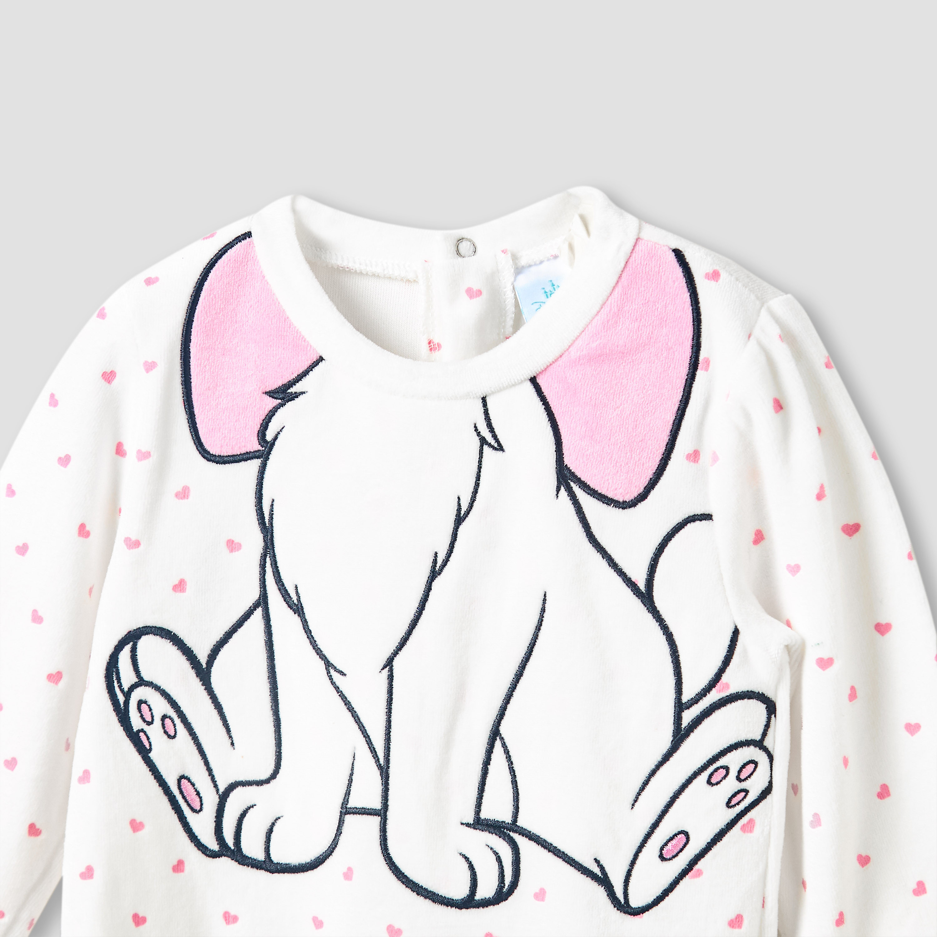 Disney Crew Neck Sleepsuit with Marie Print and Cap - Long Sleeves-baby-girls-clothing-nightwear-sleepsuits-image-4