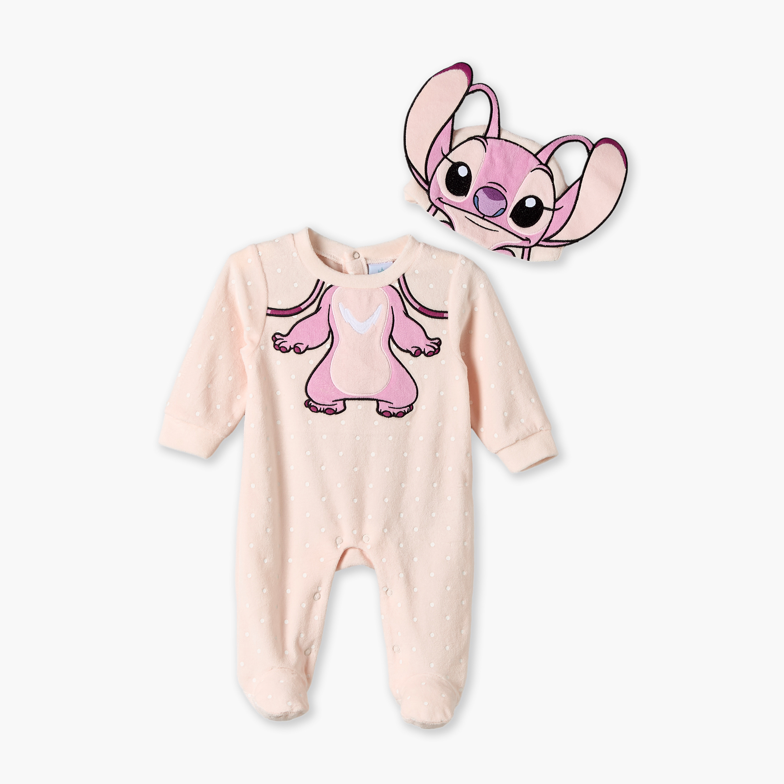 Set of 2 Disney Cotton Crew Neck Long Sleeves Sleepsuit and Cap with Angel Print-baby-boys-clothing-nightwear-sleepsuits-image-2
