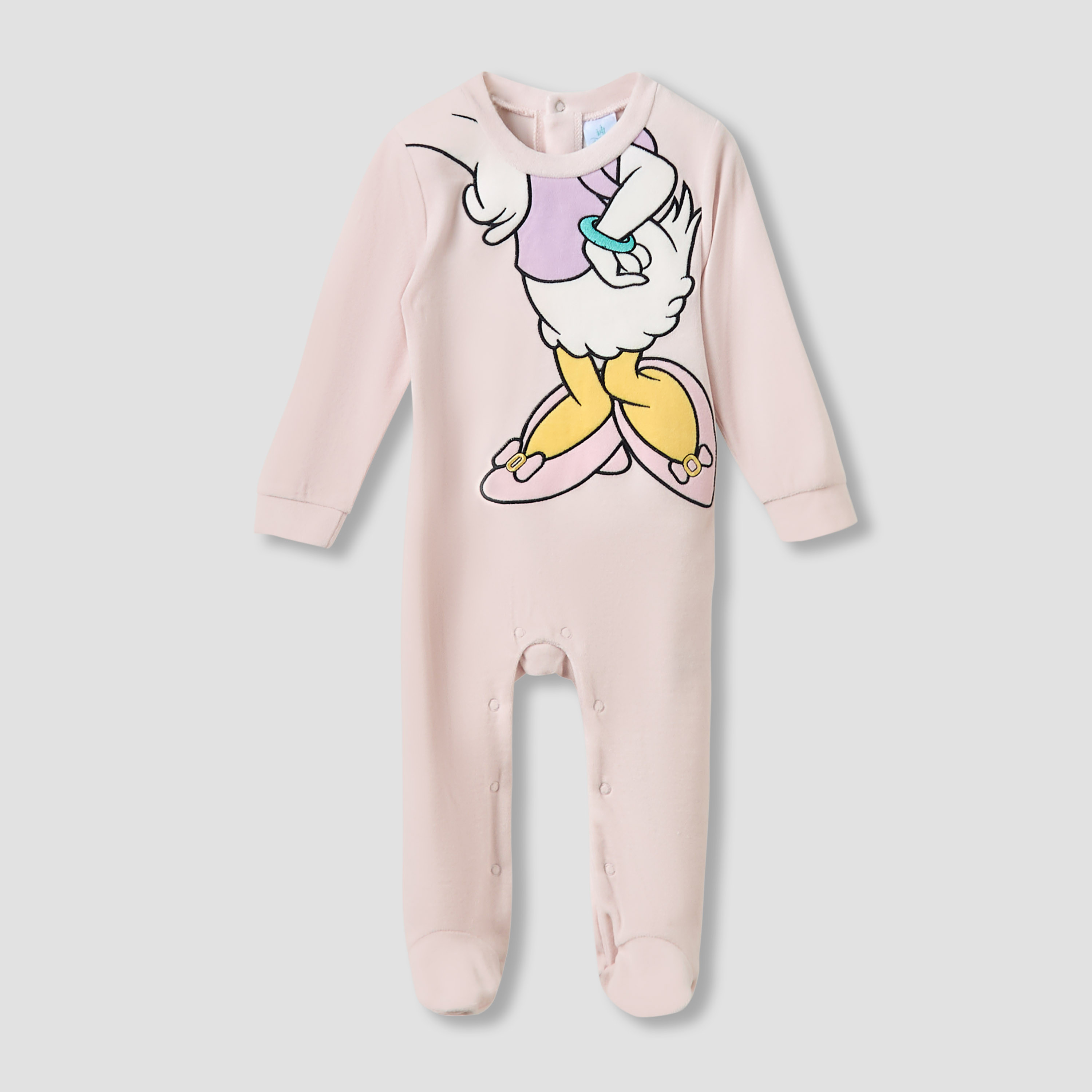 Disney Crew Neck Sleepsuit with Daisy Duck Print and Cap - Long Sleeves-baby-girls-clothing-nightwear-sleepsuits-image-2
