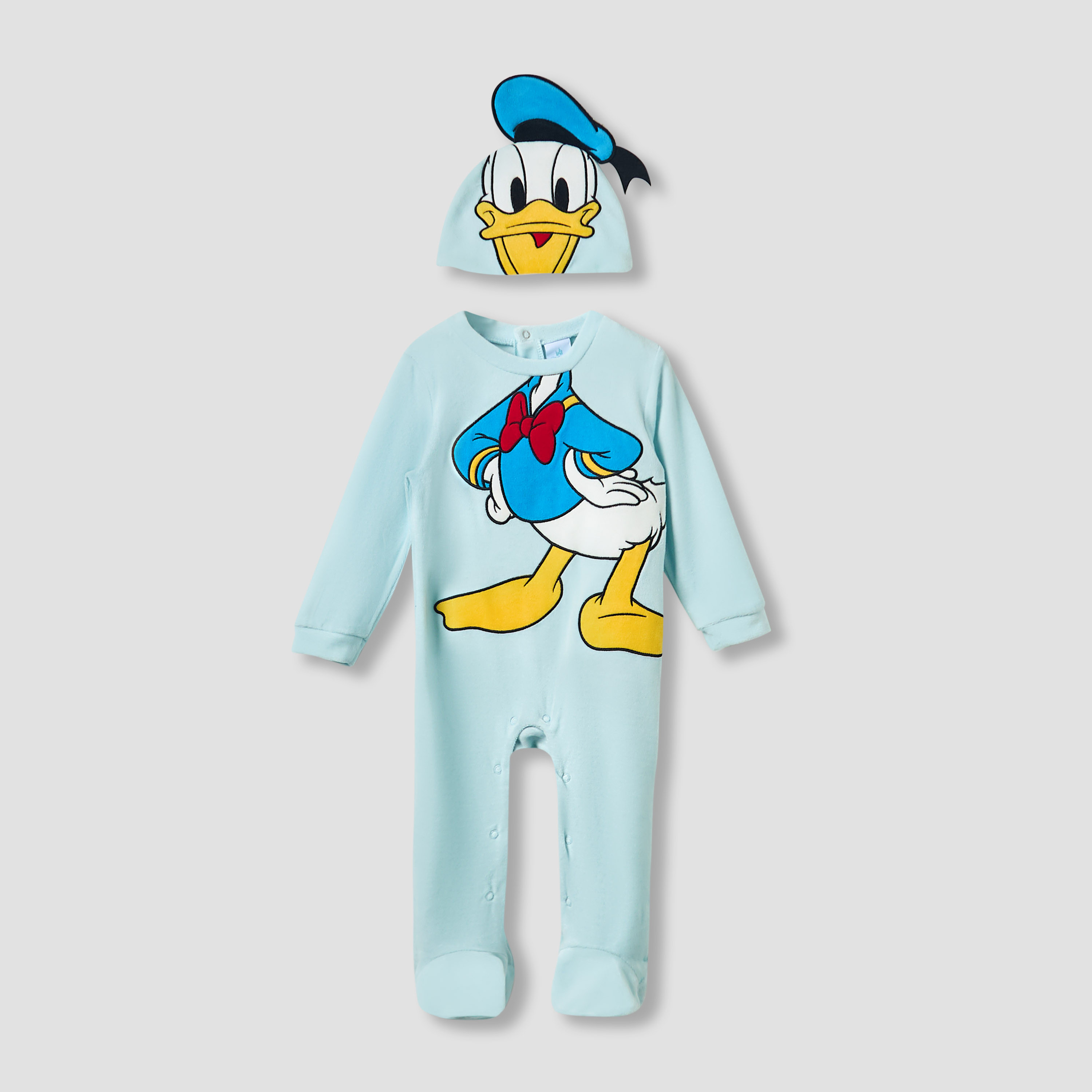 Disney Crew Neck Sleepsuit with Daisy Duck Print and Cap - Long Sleeves-baby-boys-clothing-nightwear-sleepsuits-image-1