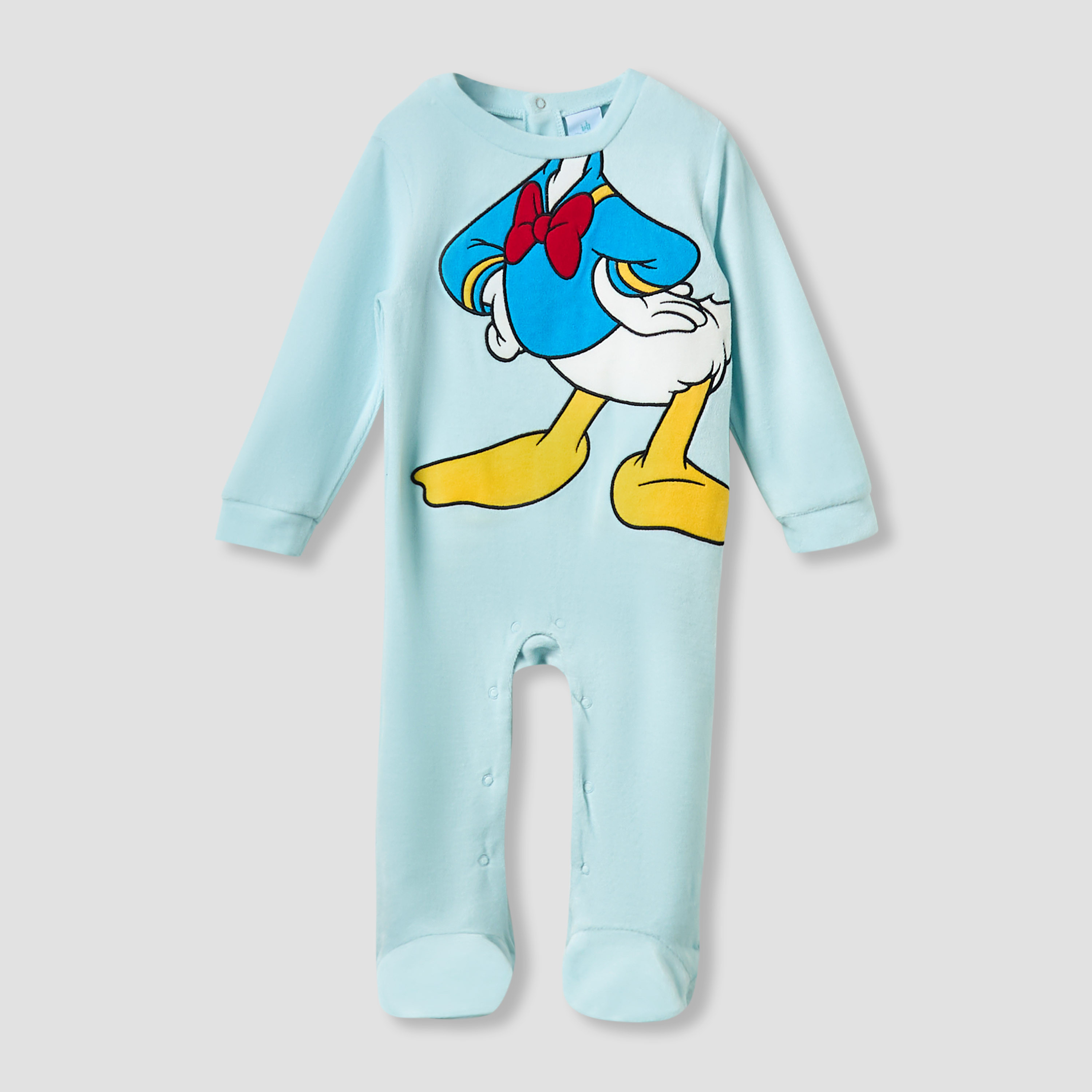 Disney Crew Neck Sleepsuit with Daisy Duck Print and Cap - Long Sleeves-baby-boys-clothing-nightwear-sleepsuits-image-2