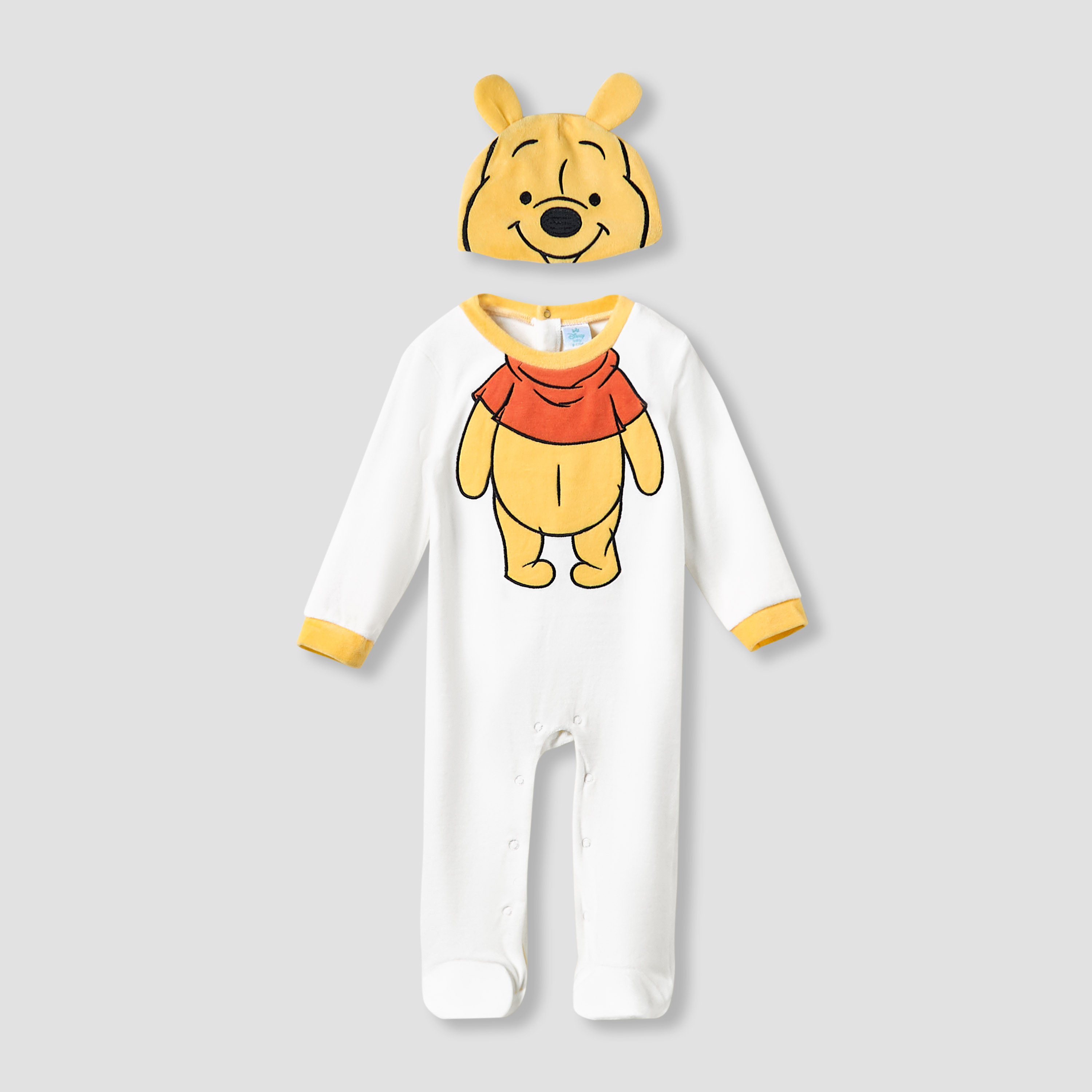 Disney Round Neck Sleepsuit with Winnie the Pooh Print and Cap - Long Sleeves-baby-boys-clothing-nightwear-sleepsuits-image-1
