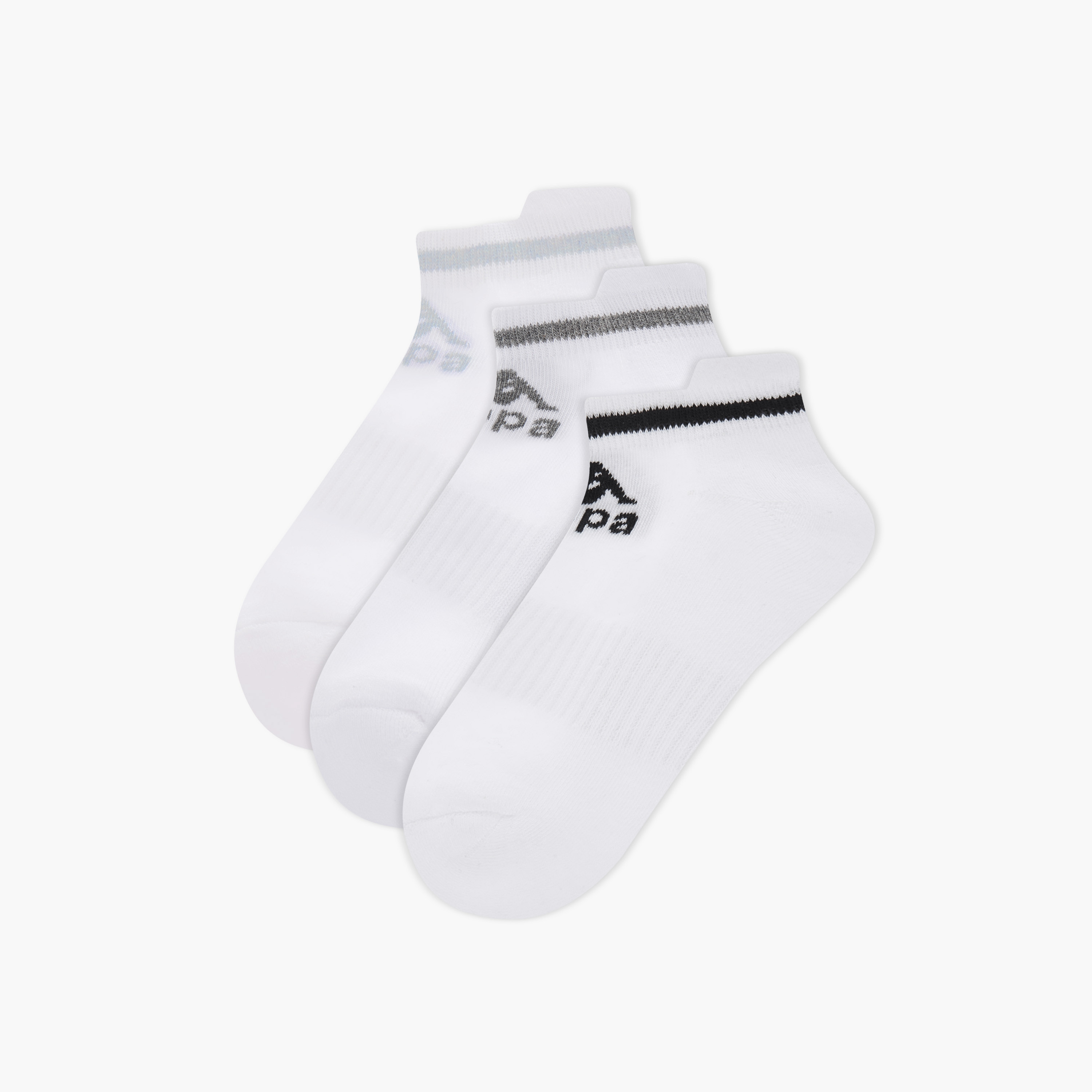 Kappa Logo Print Ankle Length Cushioned Socks - Set of 3-girls-accessories-socks-image-1