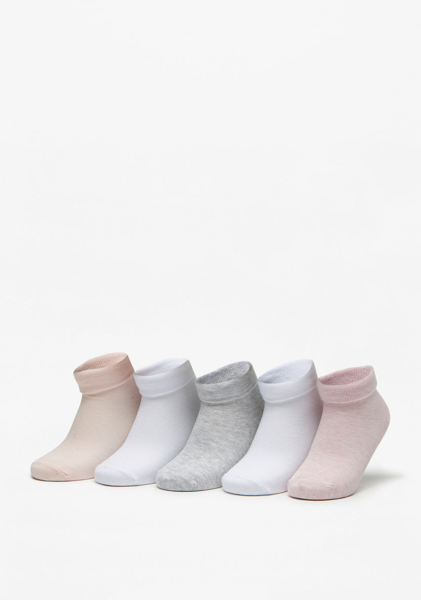 Little Missy Solid Ankle Length Socks - Set of 5-Girl%27s Socks & Tights-image-0