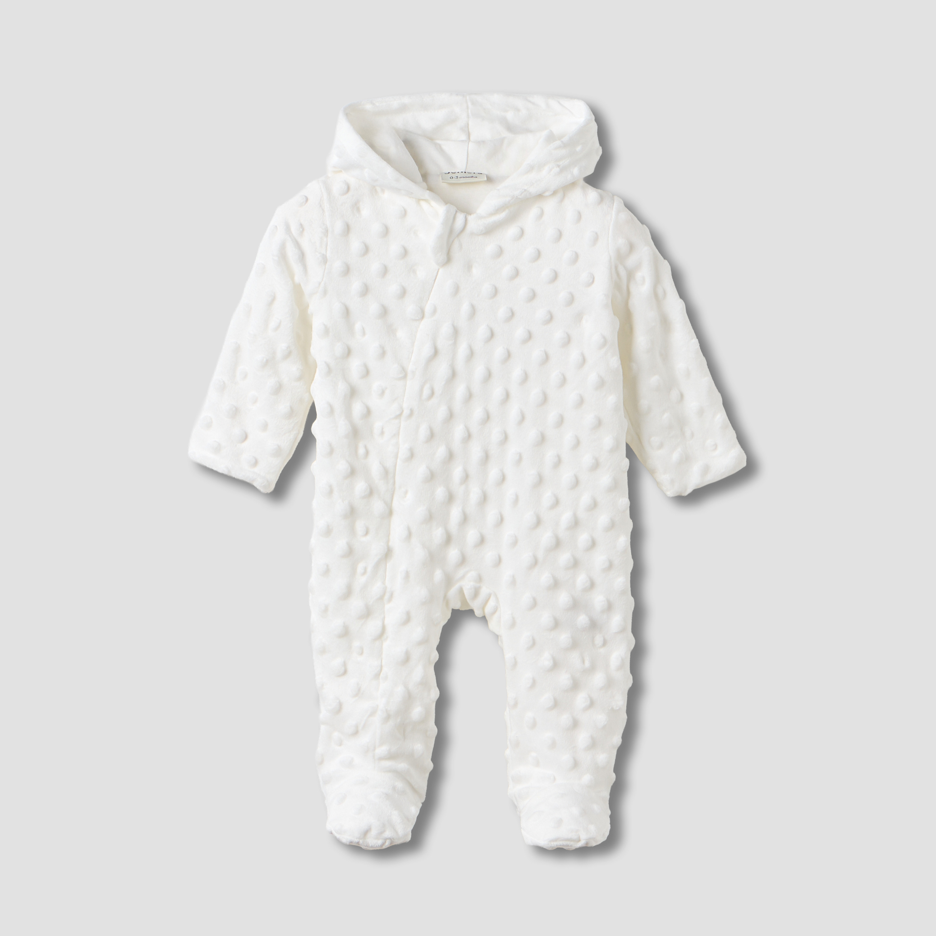 Juniors Textured Closed Feet Sleepsuit with Hood and Zip Closure-baby-boys-clothing-winterwear-sleepsuits-image-1