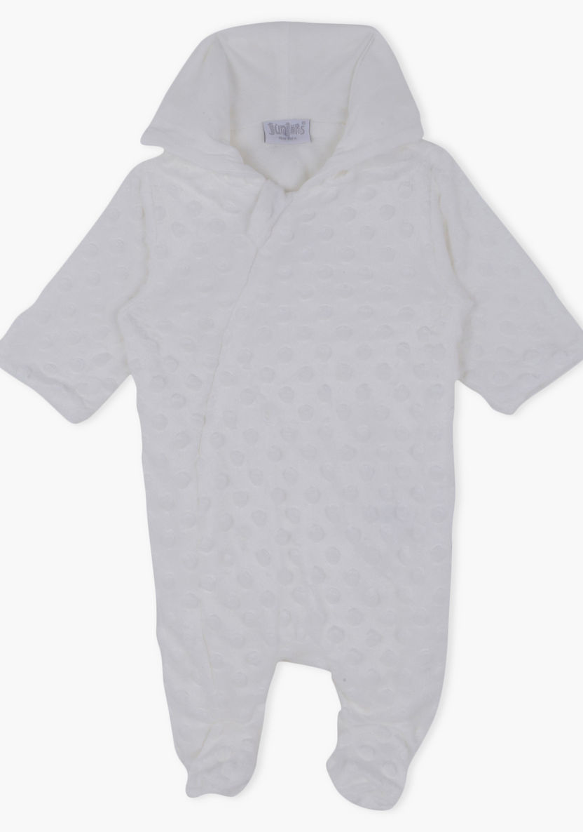 Juniors Textured Closed Feet Sleepsuit with Hood and Button Closure-Sleepsuits-image-0