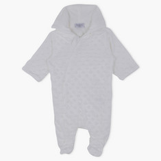 Juniors Textured Closed Feet Sleepsuit with Hood and Button Closure