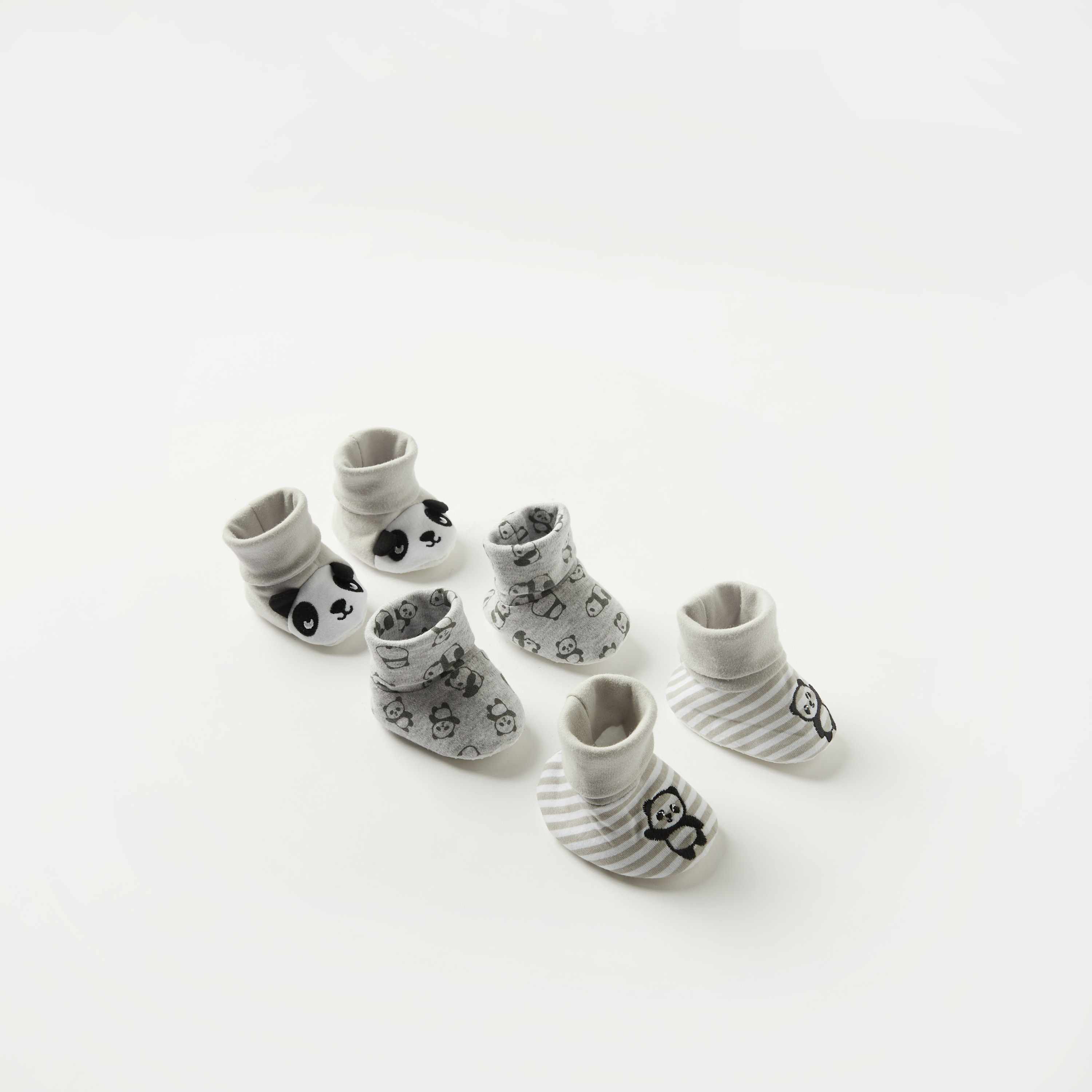 Juniors Panda Detail Booties - Set of 3-baby-boys-shoes-booties-image-2