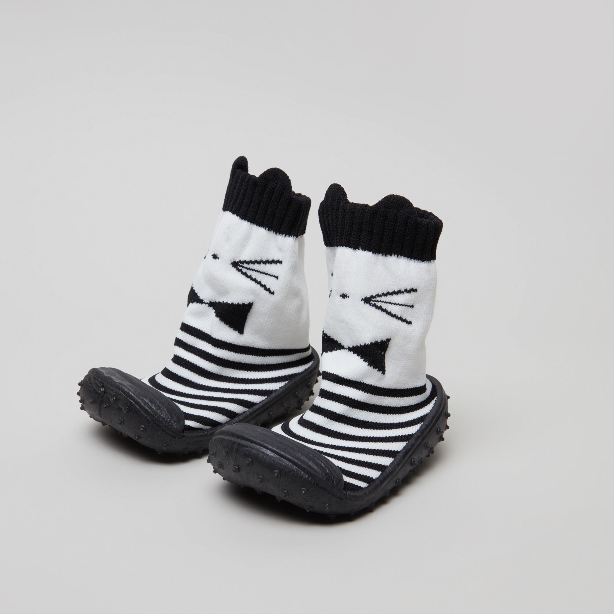 Juniors Striped and Embroidered Baby Shoes-baby-boys-shoes-booties-image-1