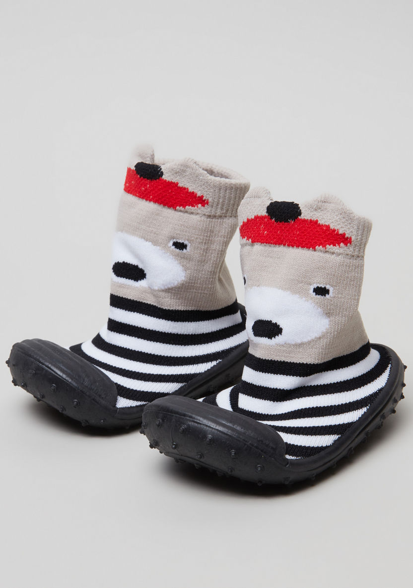 Juniors Striped and Embroidered Baby Shoes-Booties-image-0