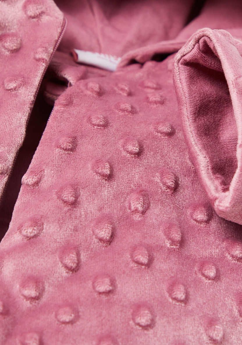 Juniors Embossed Dots Print Closed Feet Sleepsuit with Hood-Sleepsuits-image-1