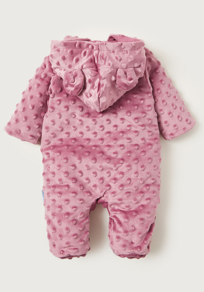 Juniors Embossed Dots Print Closed Feet Sleepsuit with Hood-Sleepsuits-image-3