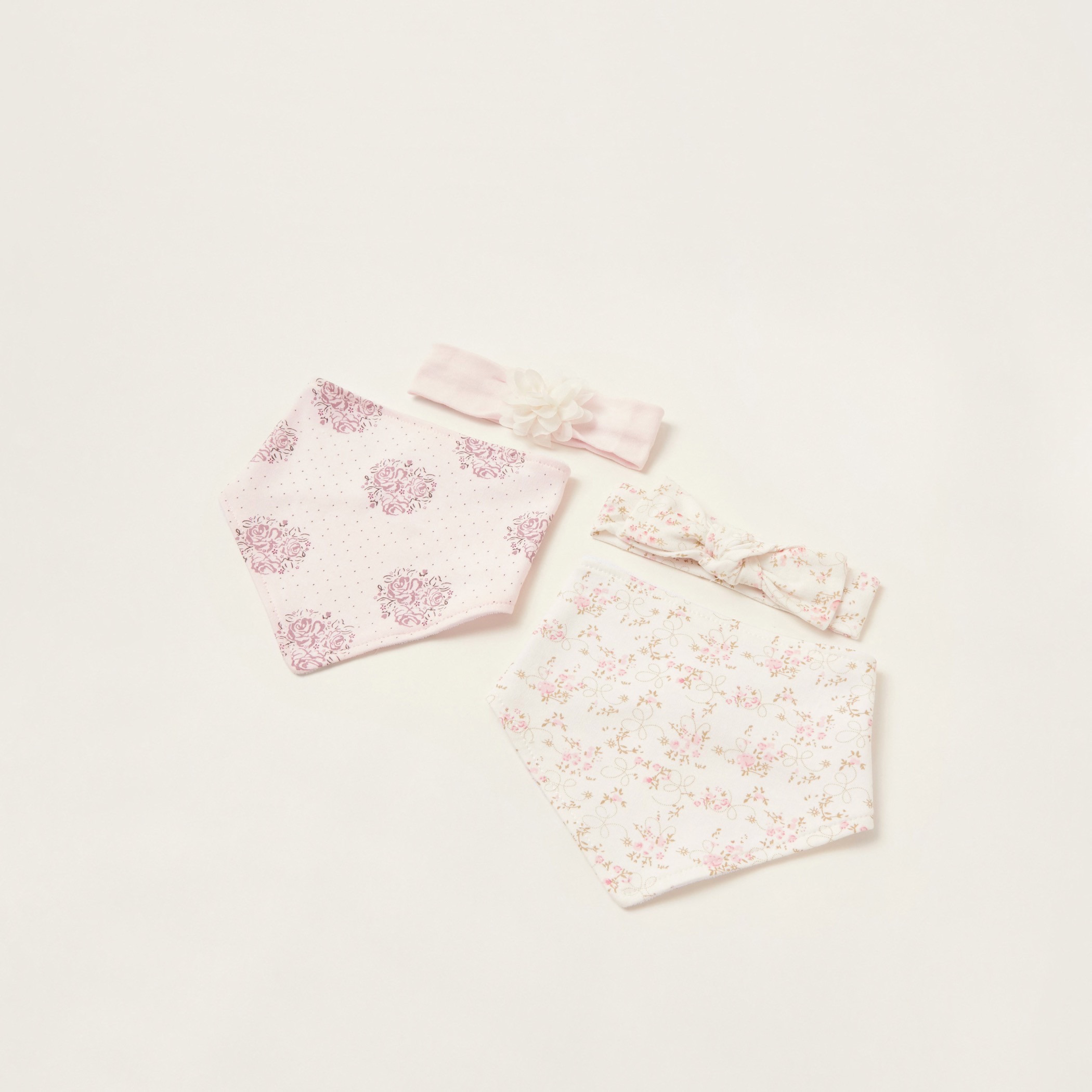 طقم مرايل بطبعات وشرائط رأس 4 قطع من جونيورز-baby-girls-accessories-hairaccessories-image-2