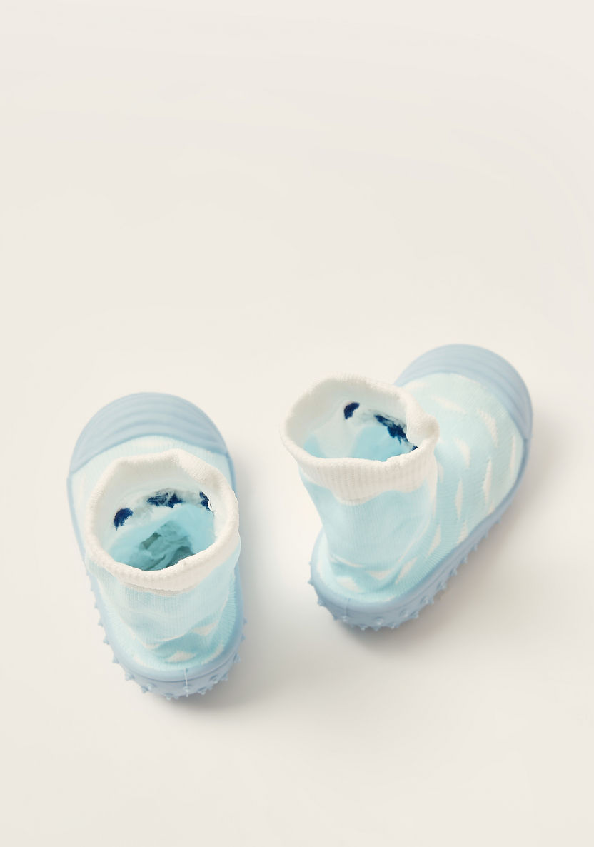 Juniors Printed Sneaker Booties with Cuffed Hem-Socks-image-0