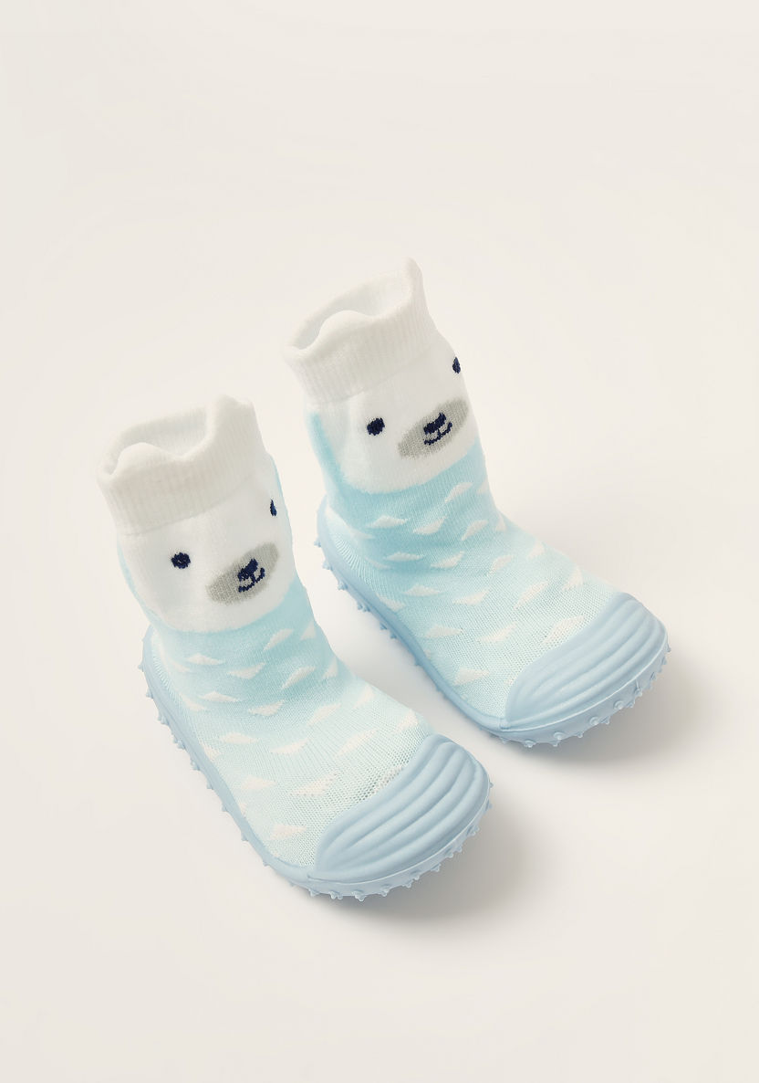 Juniors Printed Sneaker Booties with Cuffed Hem-Socks-image-1