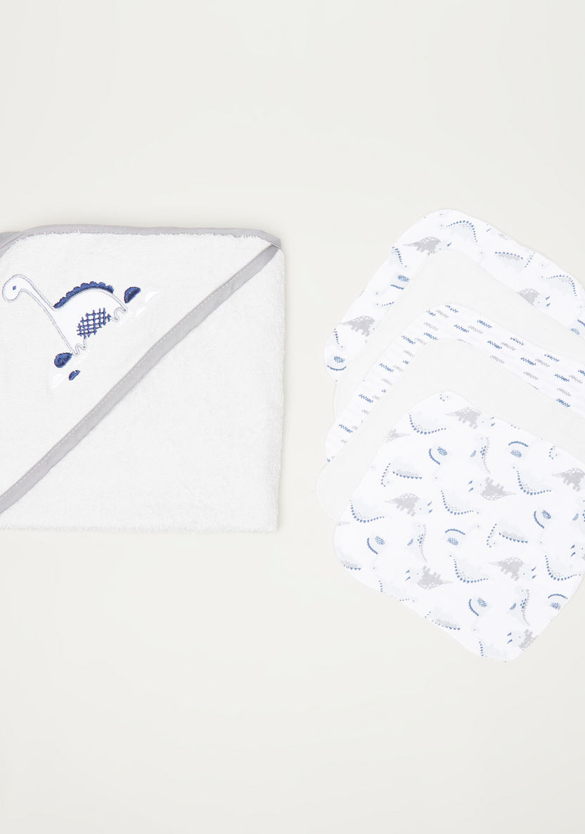 Juniors Embroidered Hooded Towel and 5-Piece Washcloth Set-Towels and Flannels-image-0