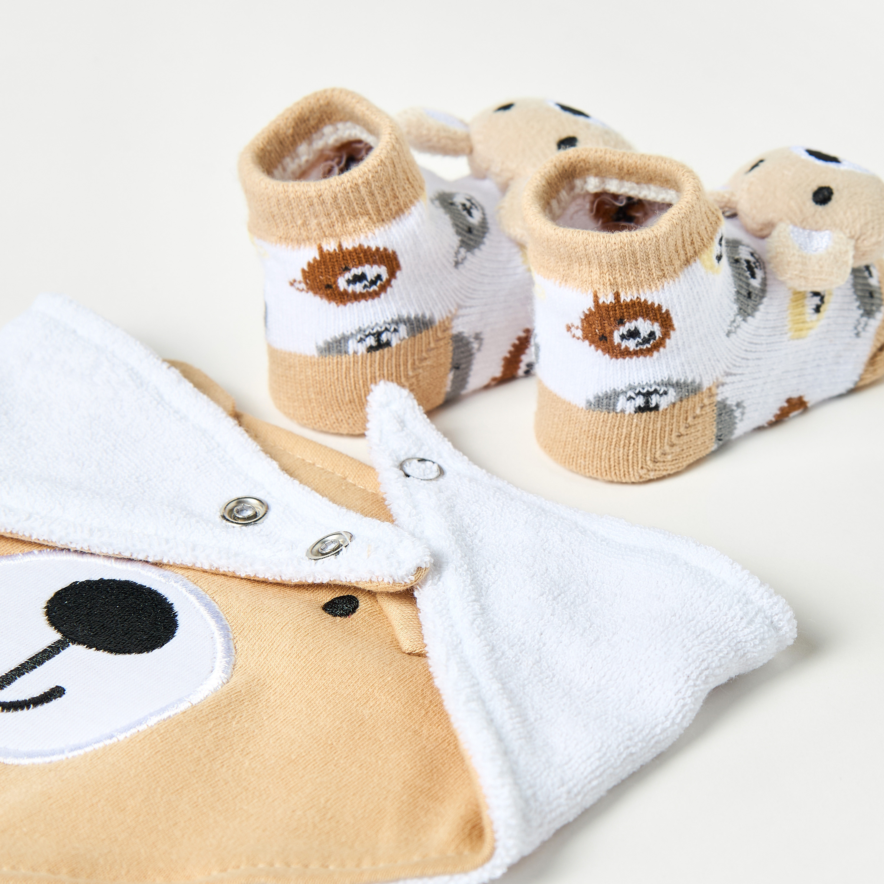 Juniors Bear Applique Bib and Booties Set-baby-boys-shoes-booties-image-5