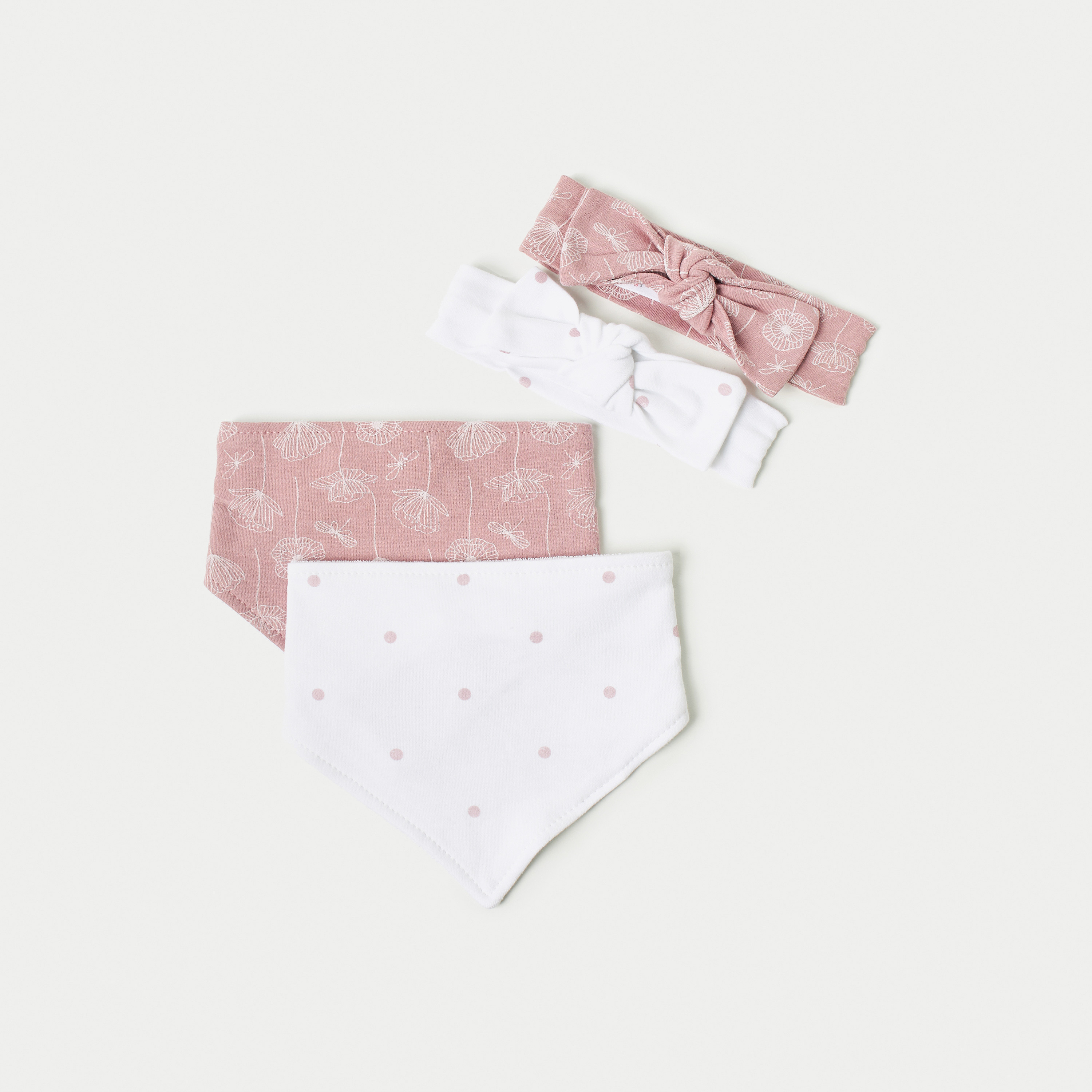 طقم مرايل وشرائط رأس مطاطية 4 قطع بطبعات من جونيورز-baby-feeding-bibs-image-1