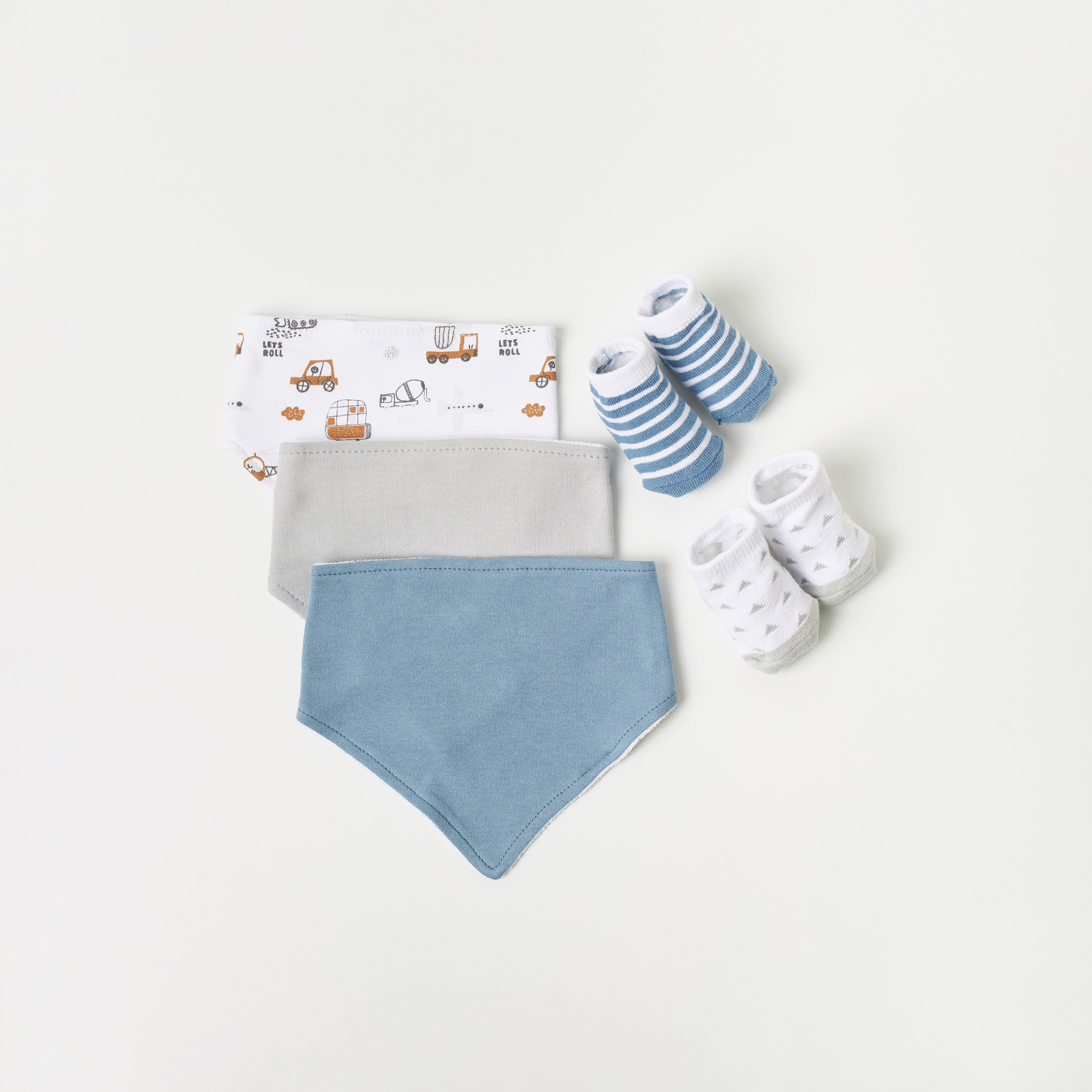 Juniors 5-Piece Printed Bibs and Booties Set-baby-feeding-bibs-image-1