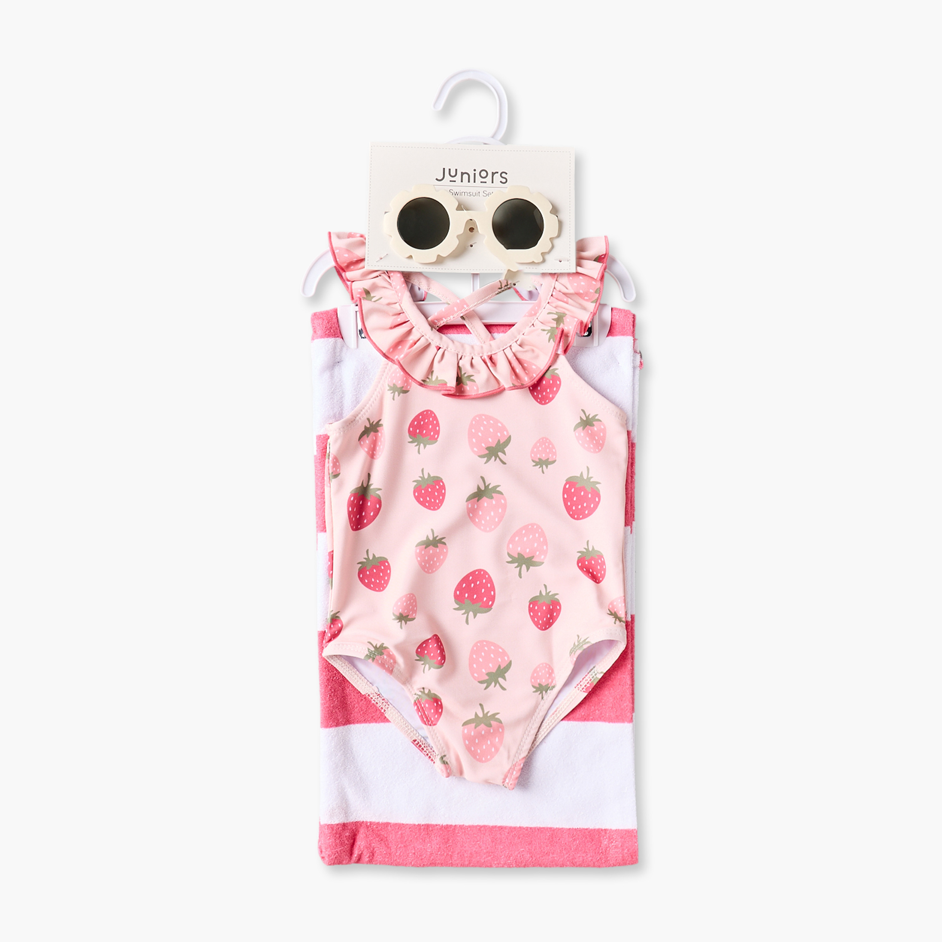 Juniors Round Neck Sleeveless Swimsuit with Towel and Sunglasses-baby-girls-clothing-swimwear-image-1