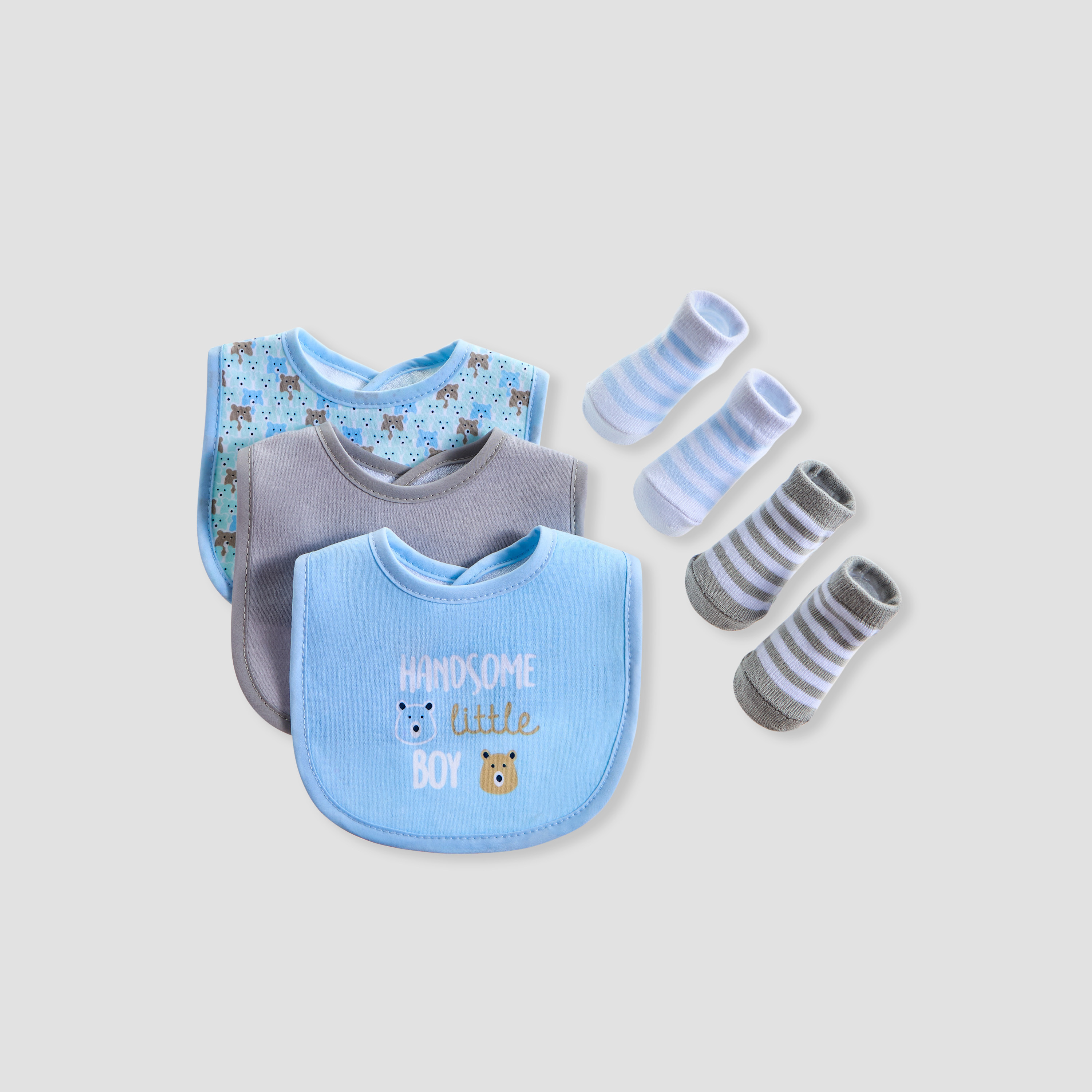 Juniors 5-Piece Printed Bib and Booties Set-baby-boys-shoes-booties-image-1