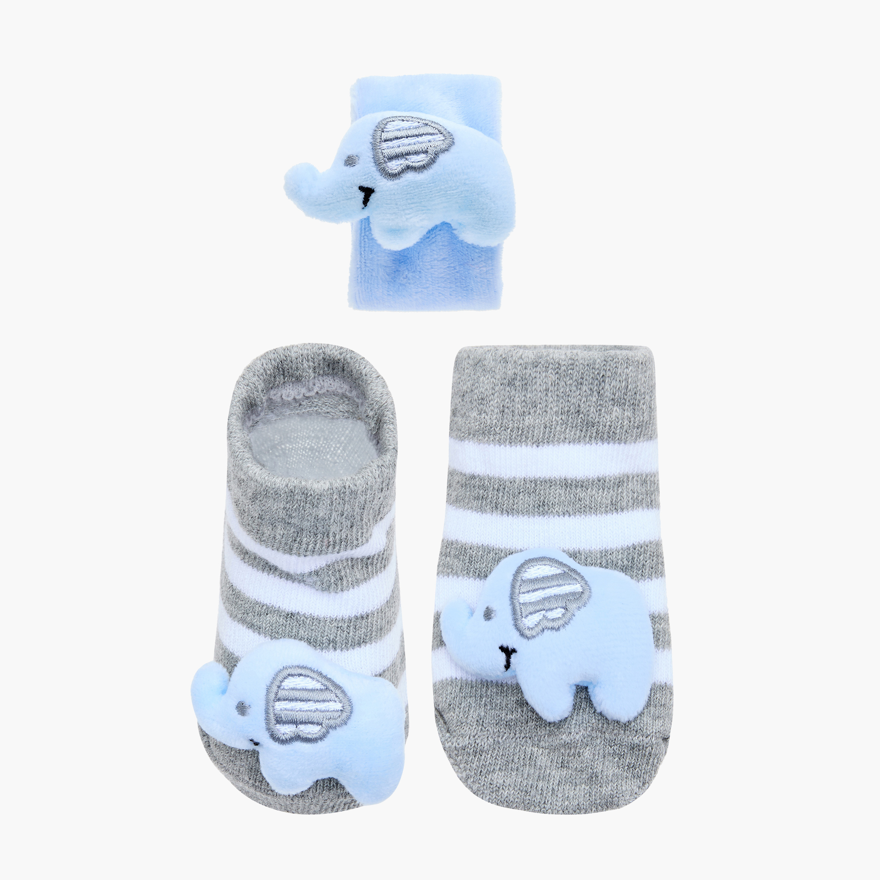 Juniors Elephant Detail Booties and Wristband Set-baby-boys-shoes-booties-image-1