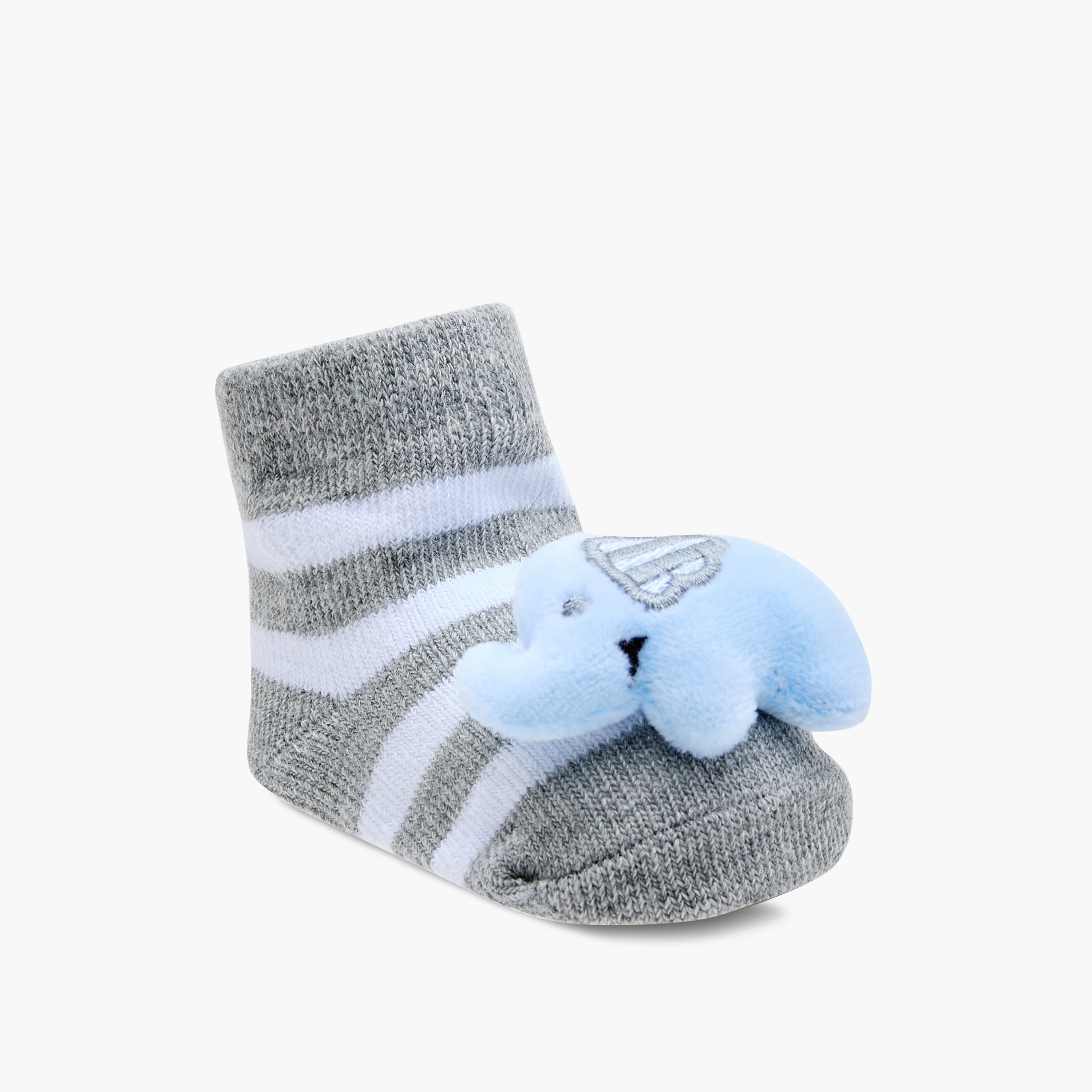 Juniors Elephant Detail Booties and Wristband Set-baby-boys-shoes-booties-image-2