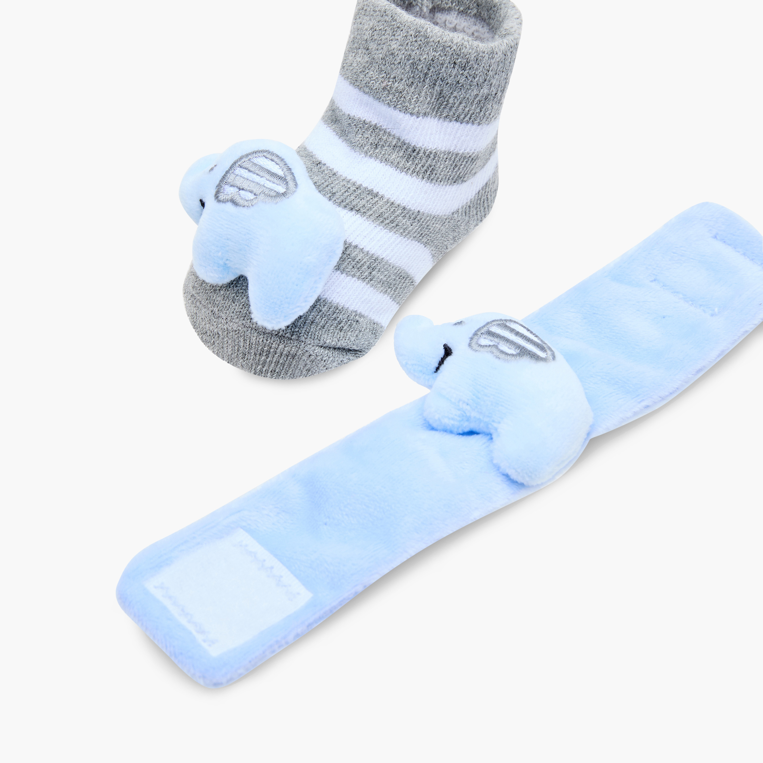 Juniors Elephant Detail Booties and Wristband Set-baby-boys-shoes-booties-image-6