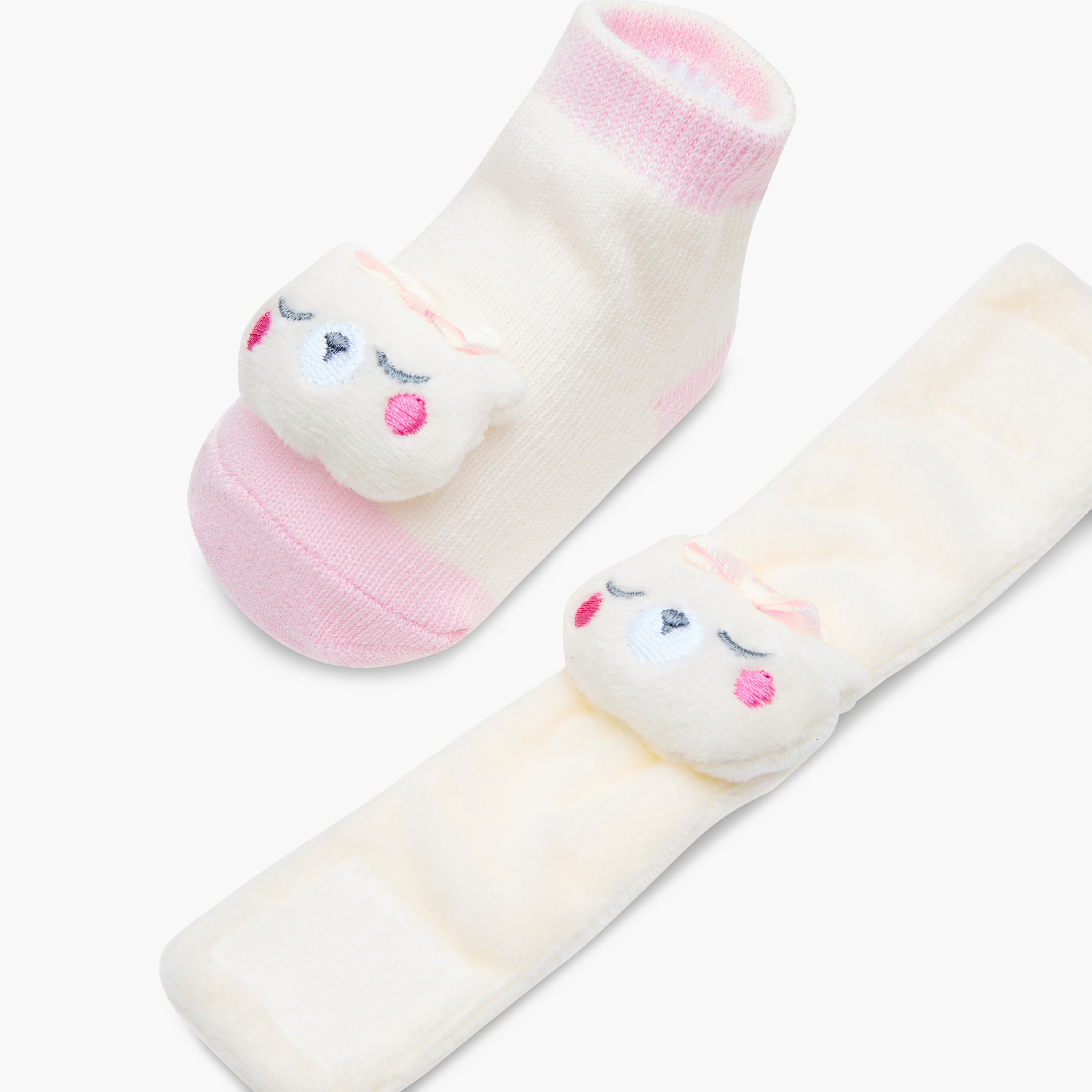 Juniors Teddy Applique Booties and Wristband Set-baby-girls-shoes-booties-image-6