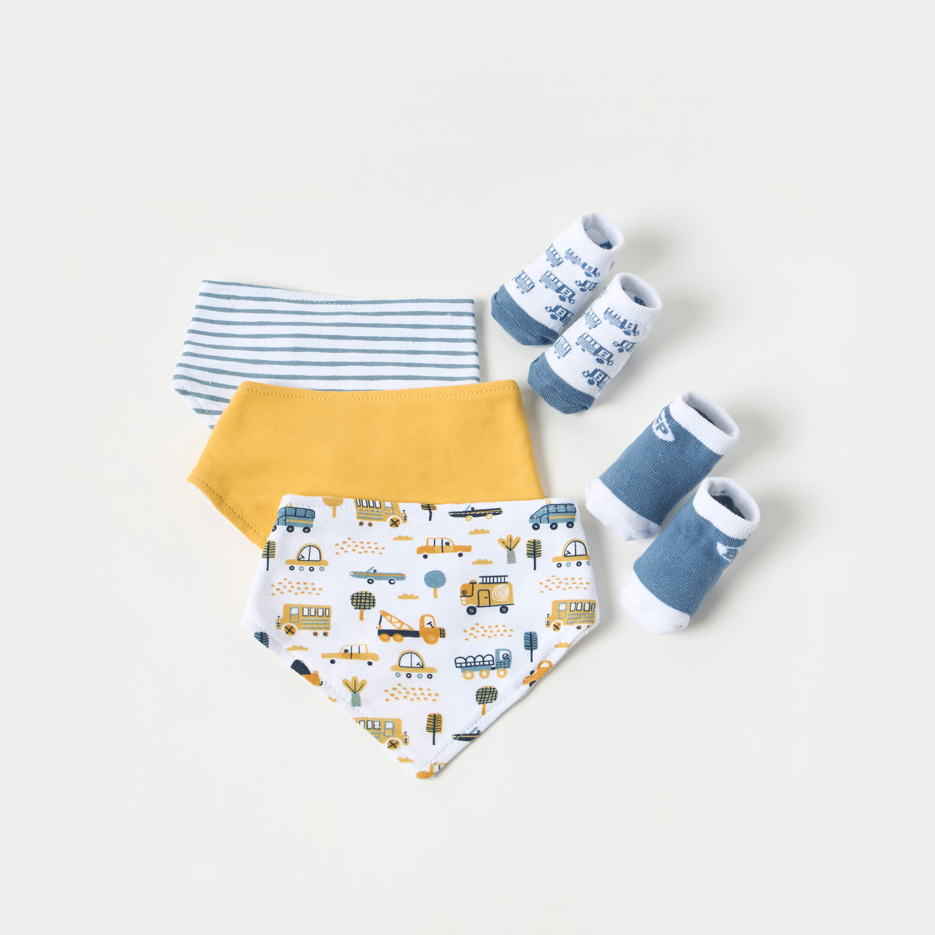 Juniors 5-Piece Printed Bib and Booties Set-baby-feeding-bibs-image-1