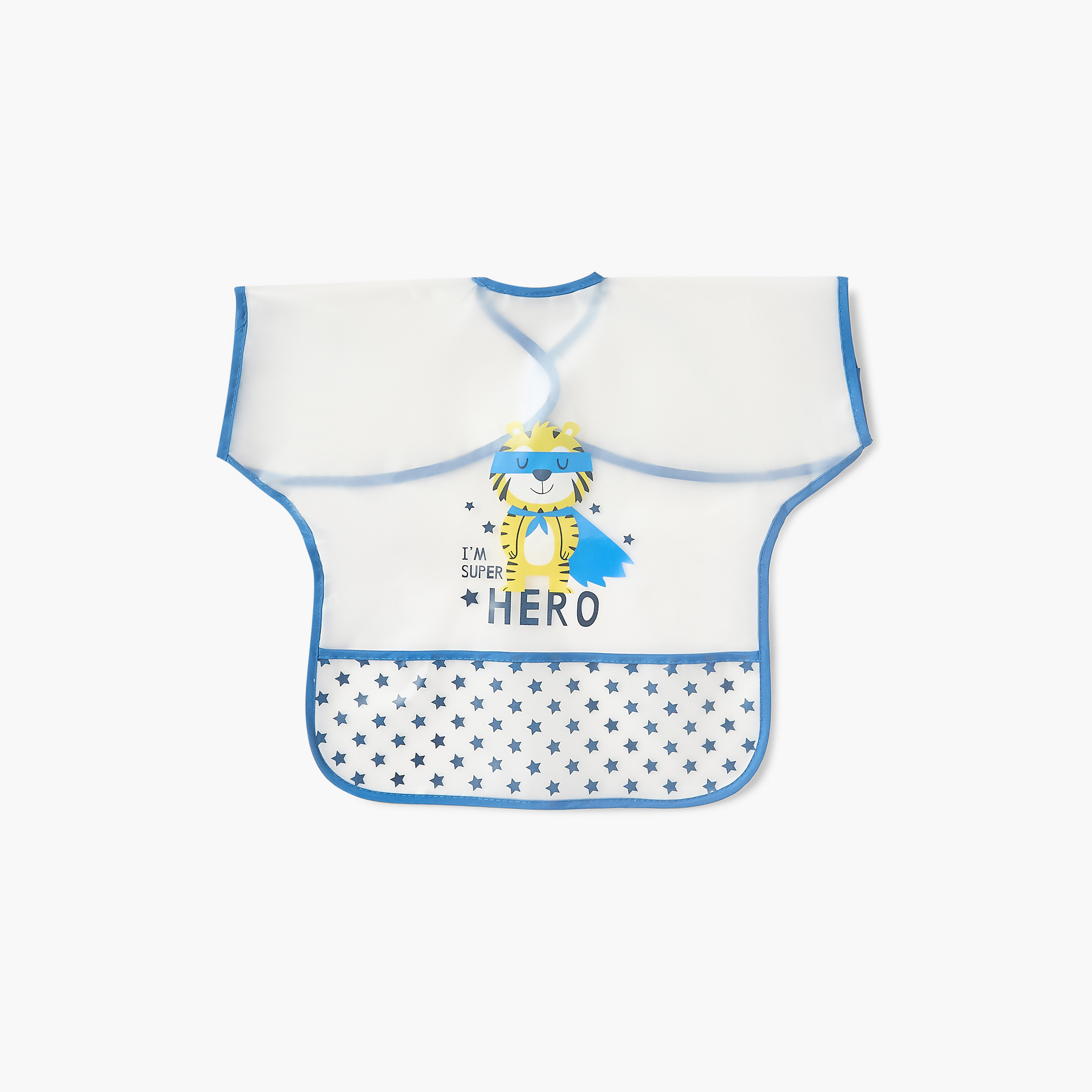 Juniors Tiger Print Apron Bib with Short Sleeves-baby-feeding-bibs-image-1