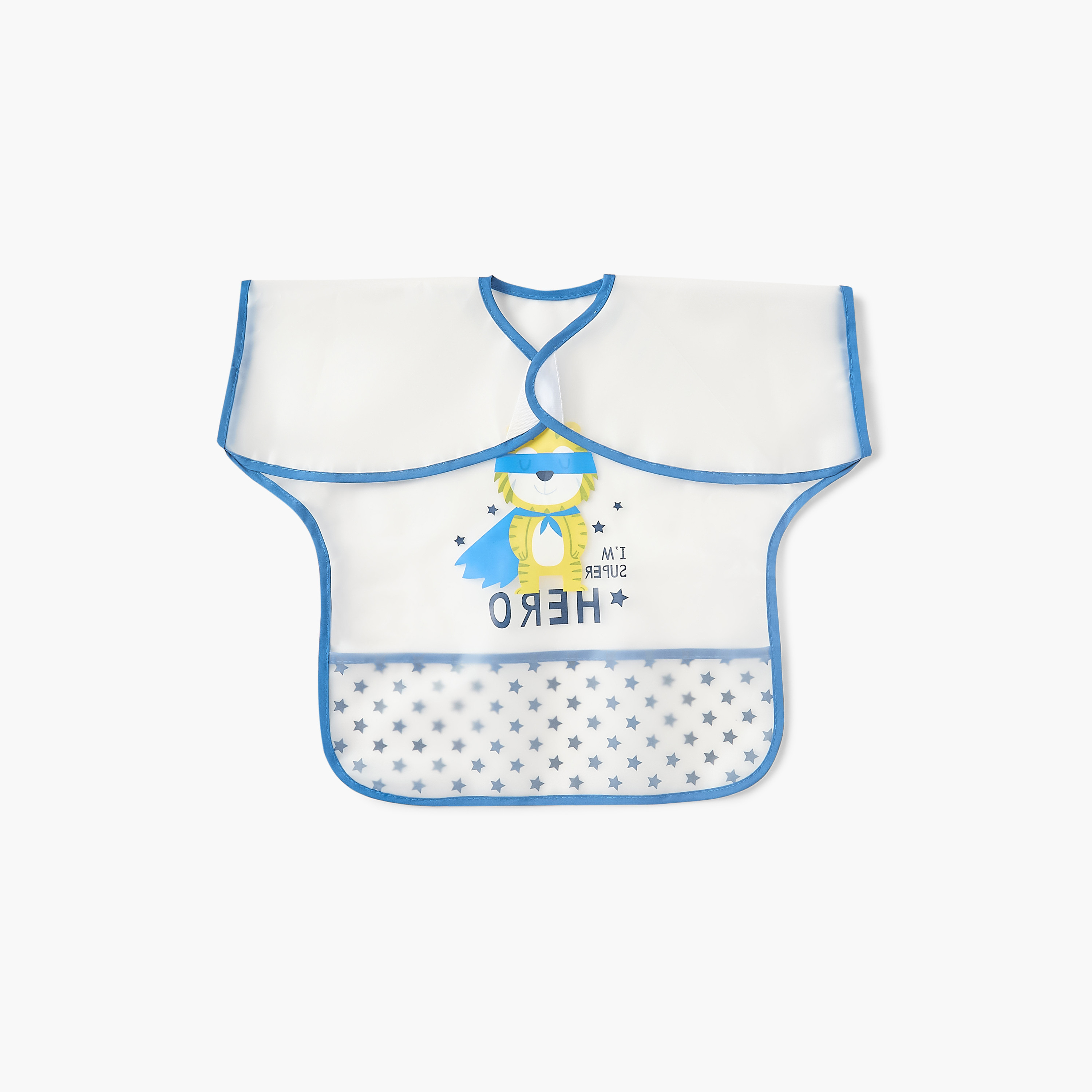 Juniors Tiger Print Apron Bib with Short Sleeves-baby-feeding-bibs-image-2