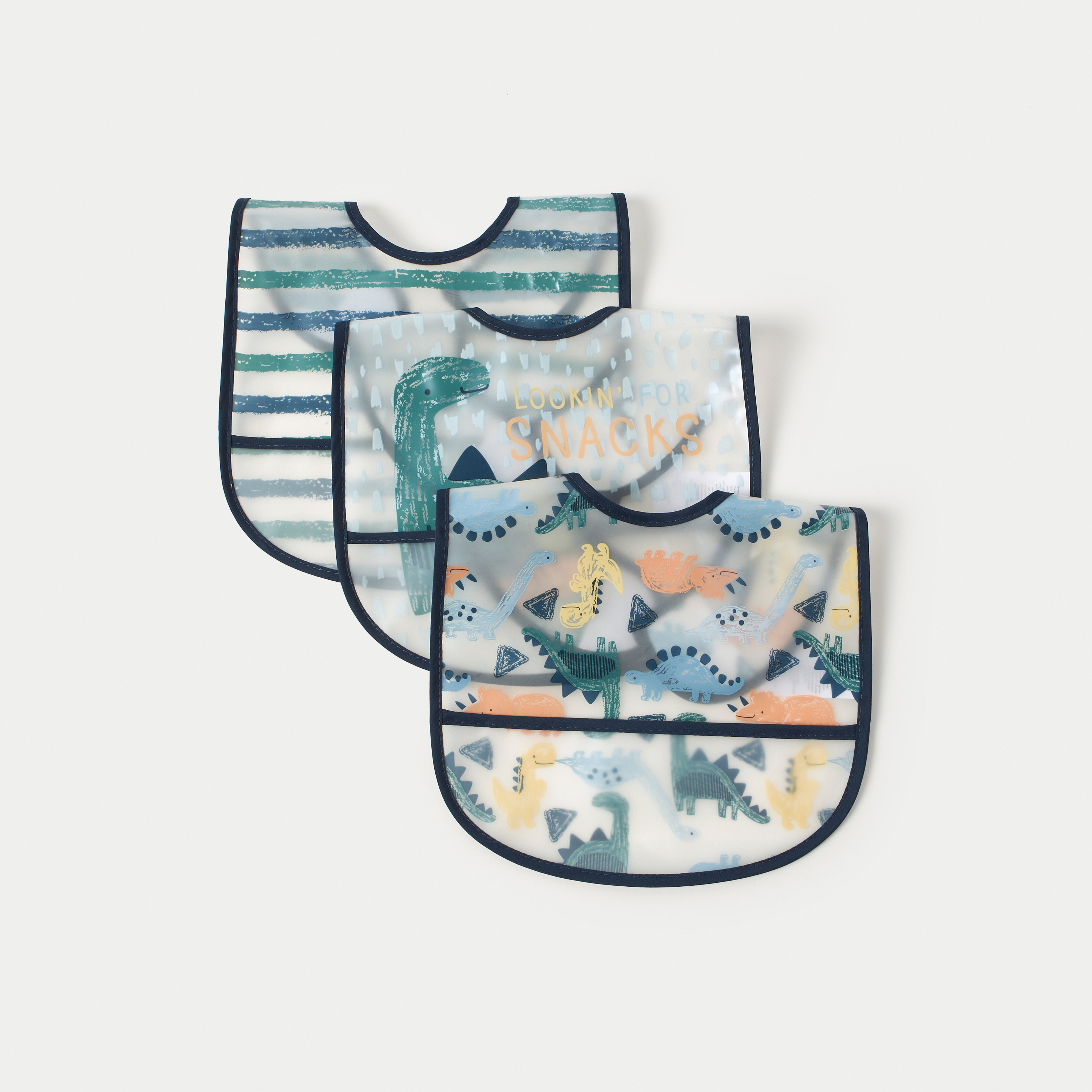 Juniors Printed Bib with Hook and Loop Closure - Set of 3-baby-feeding-bibs-image-1