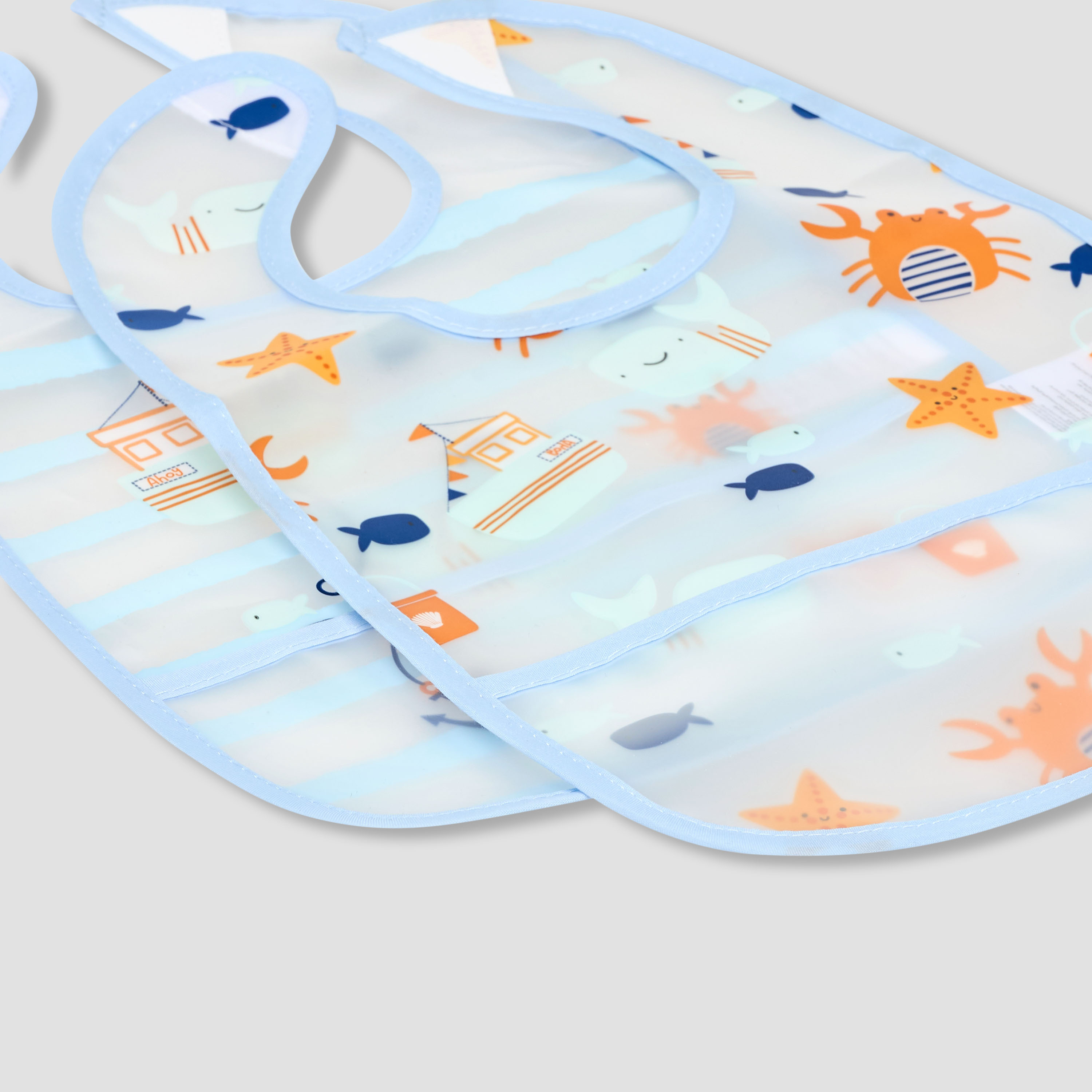 Pack of 2 Juniors Baby Bib with Sea Life Print-baby-feeding-bibs-image-5
