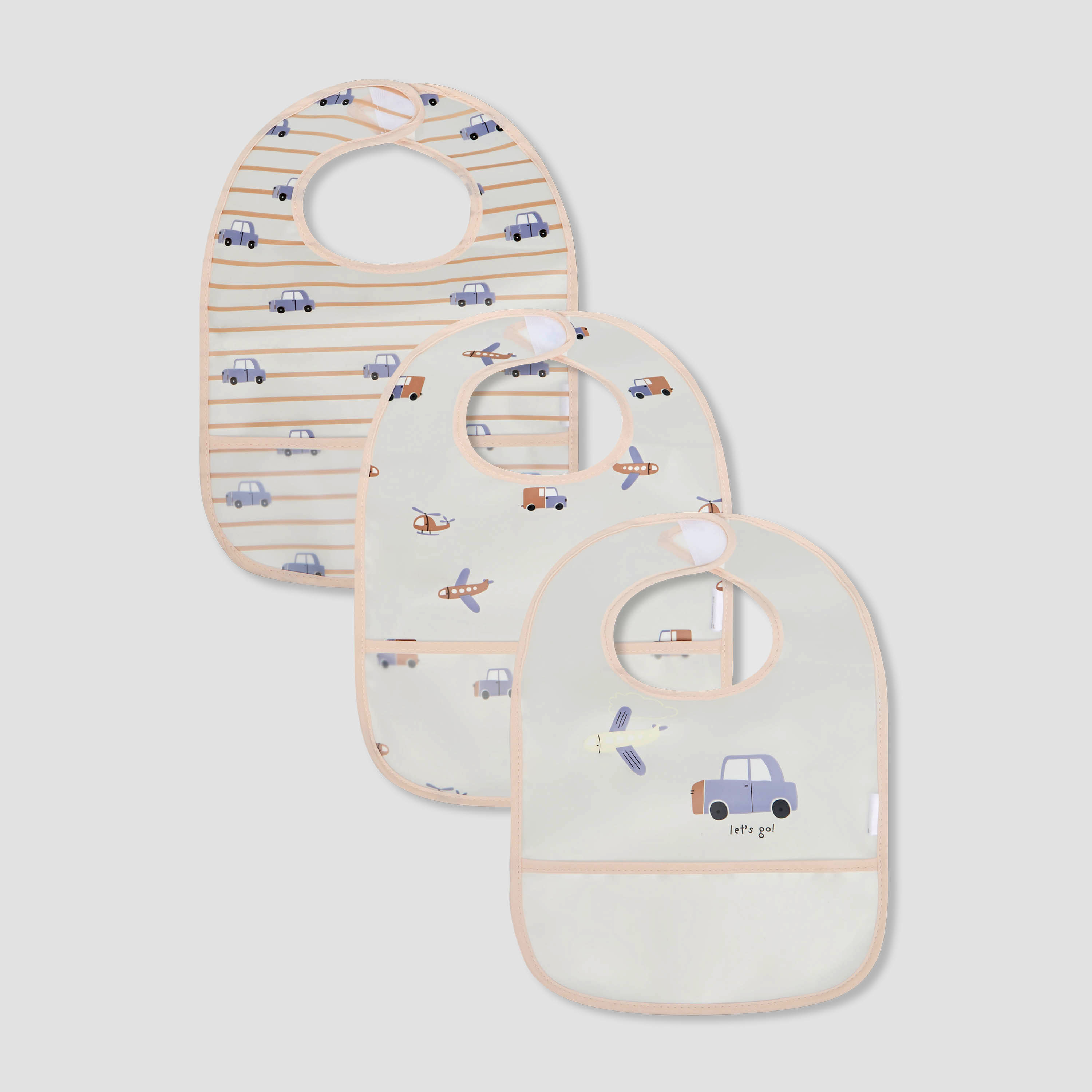 Pack of 3 Juniors Baby Bib with Vehicle Print-baby-feeding-bibs-image-1
