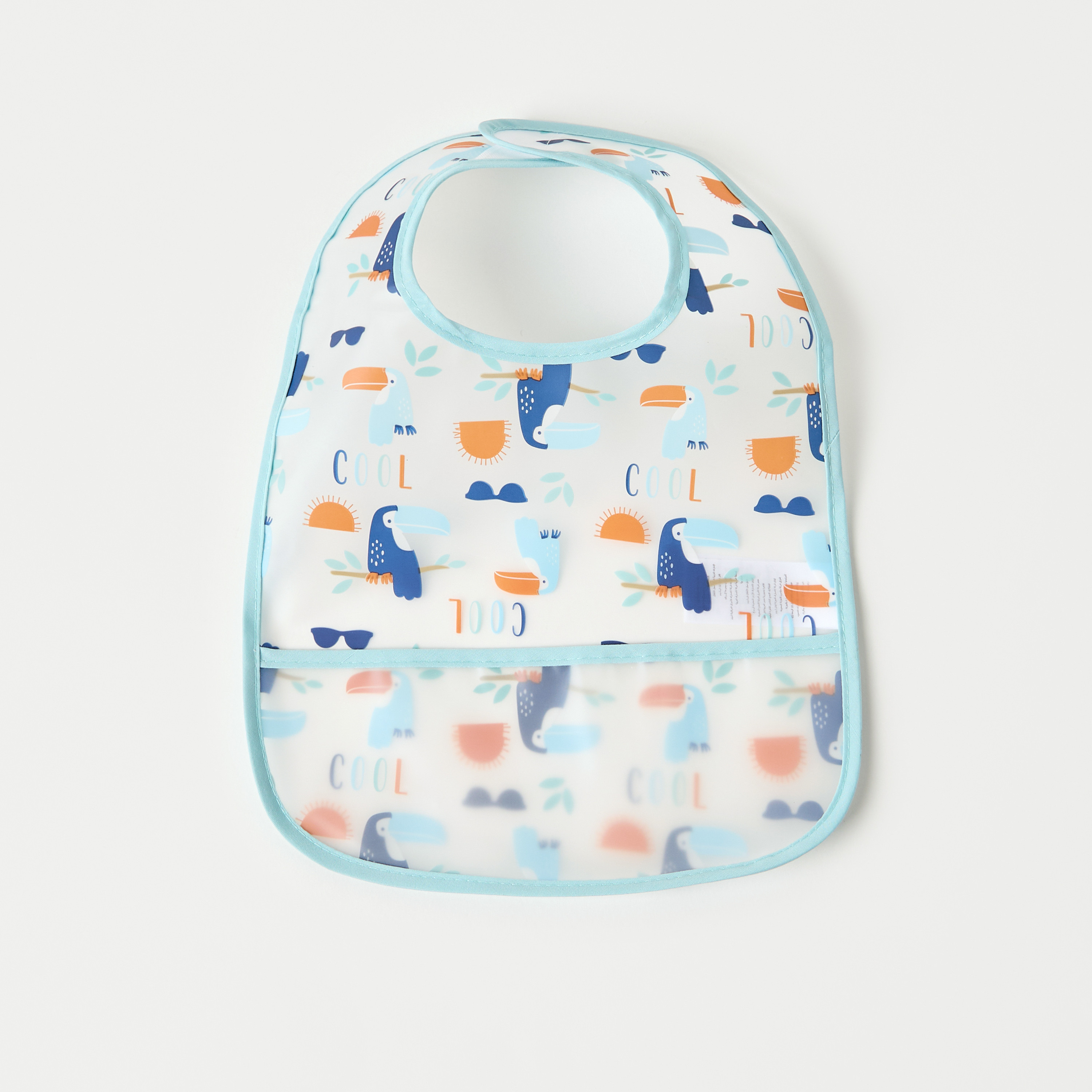 Juniors Birds Print Bib with Velcro Strap Closure - Set of 2-baby-feeding-bibs-image-2